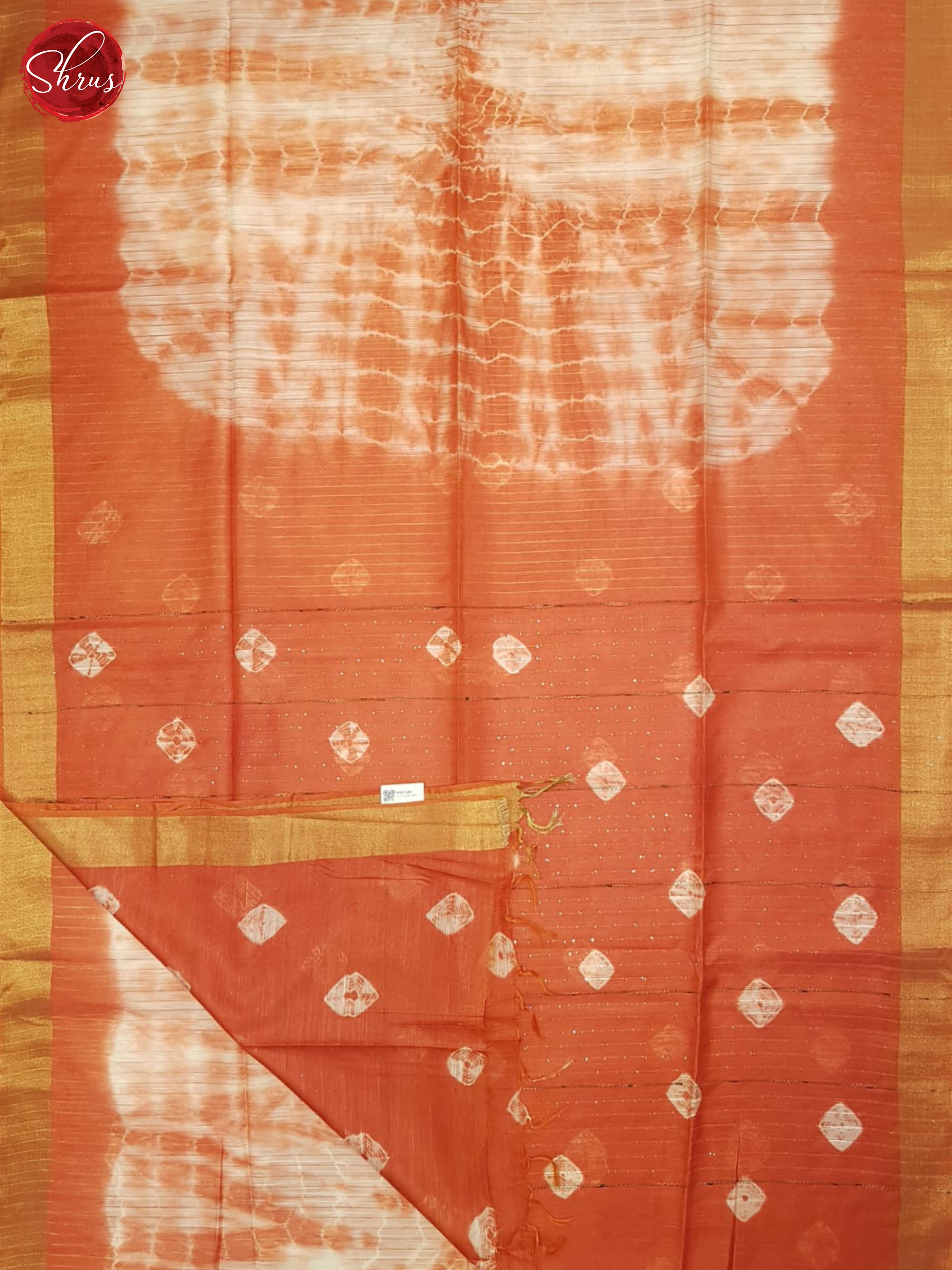 Cream And Orange-Shibori Saree - Shop on ShrusEternity.com