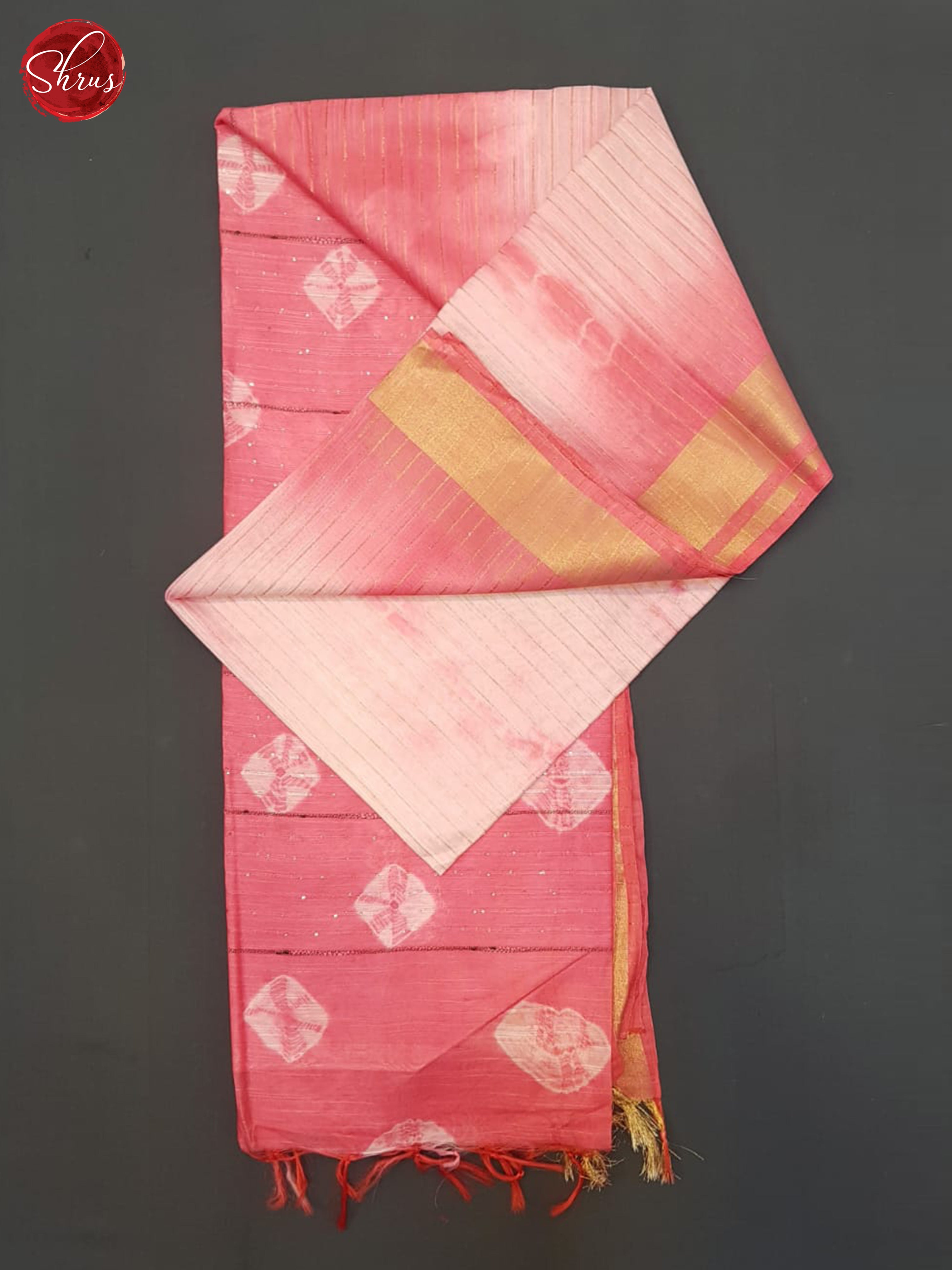 Cream & Pink- Shibori saree - Shop on ShrusEternity.com