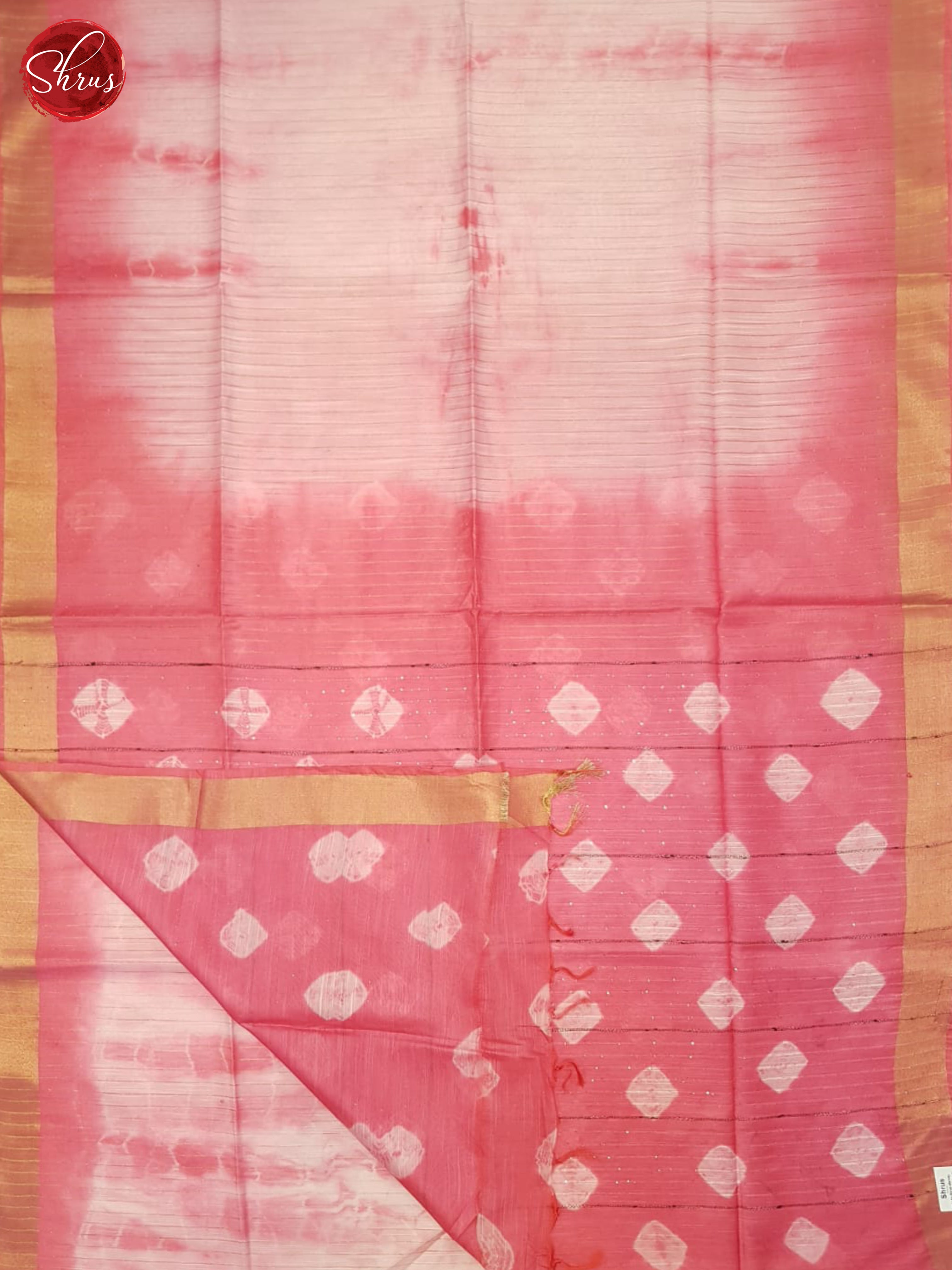 Cream & Pink- Shibori saree - Shop on ShrusEternity.com