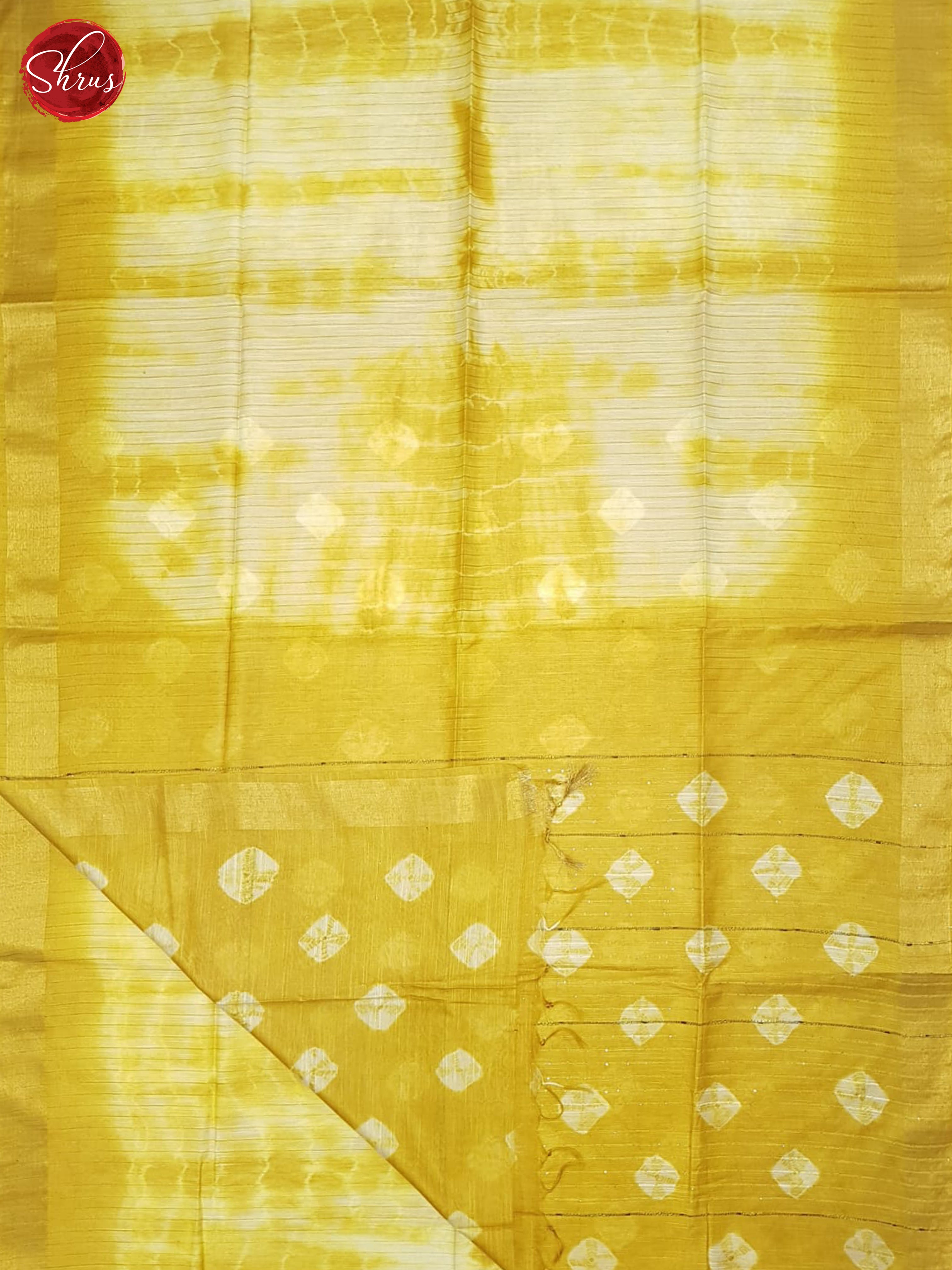 Cream And Mustard- Shibori saree - Shop on ShrusEternity.com