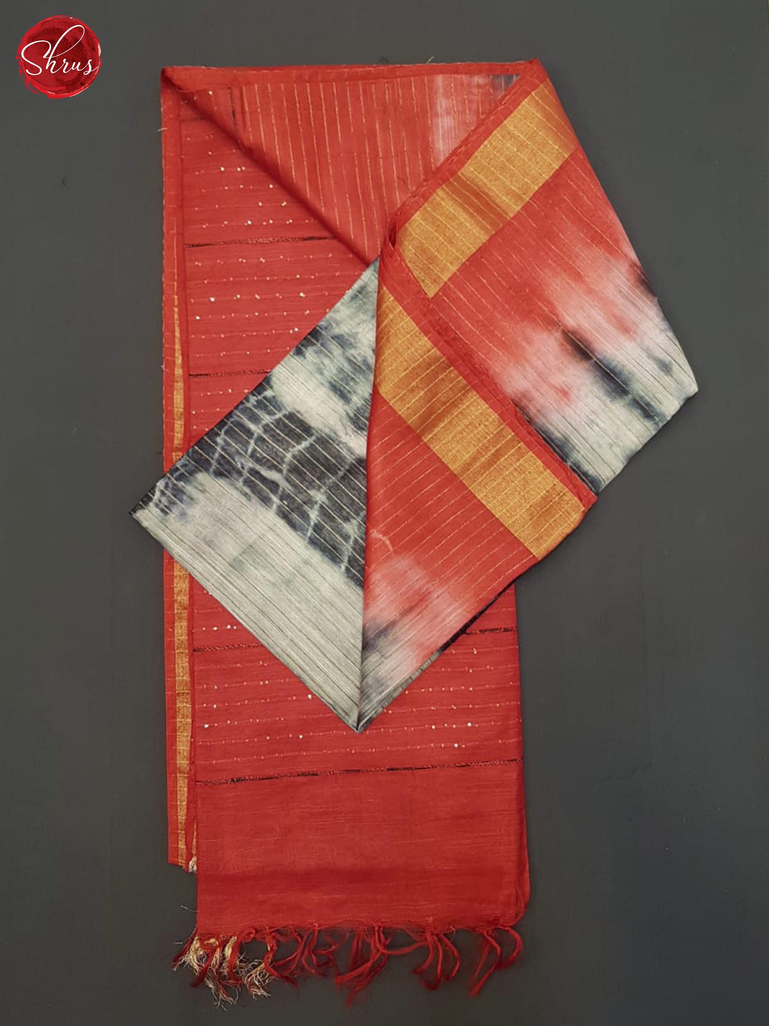 Grey And Red-Shibori Saree - Shop on ShrusEternity.com