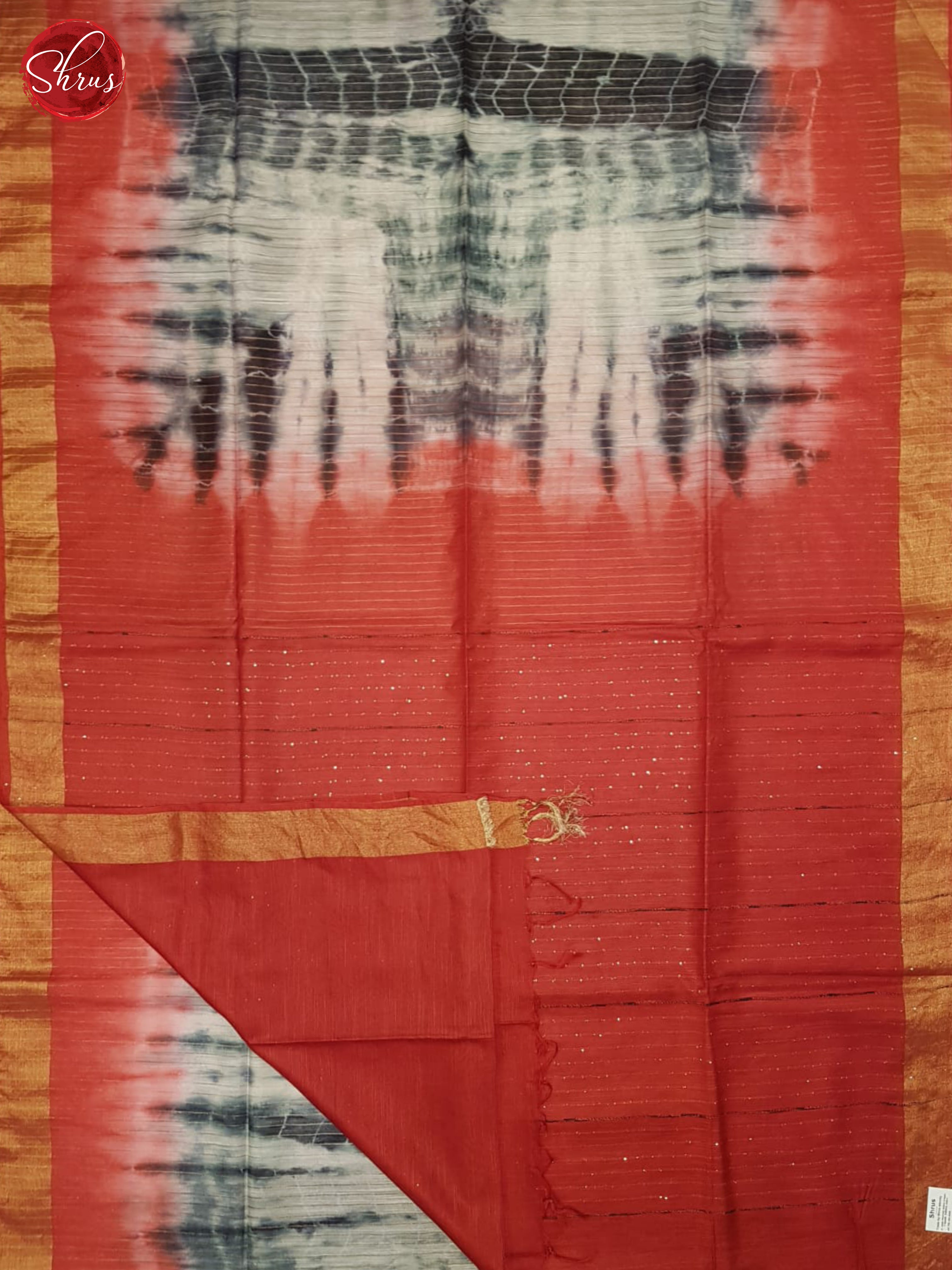 Grey And Red-Shibori Saree - Shop on ShrusEternity.com