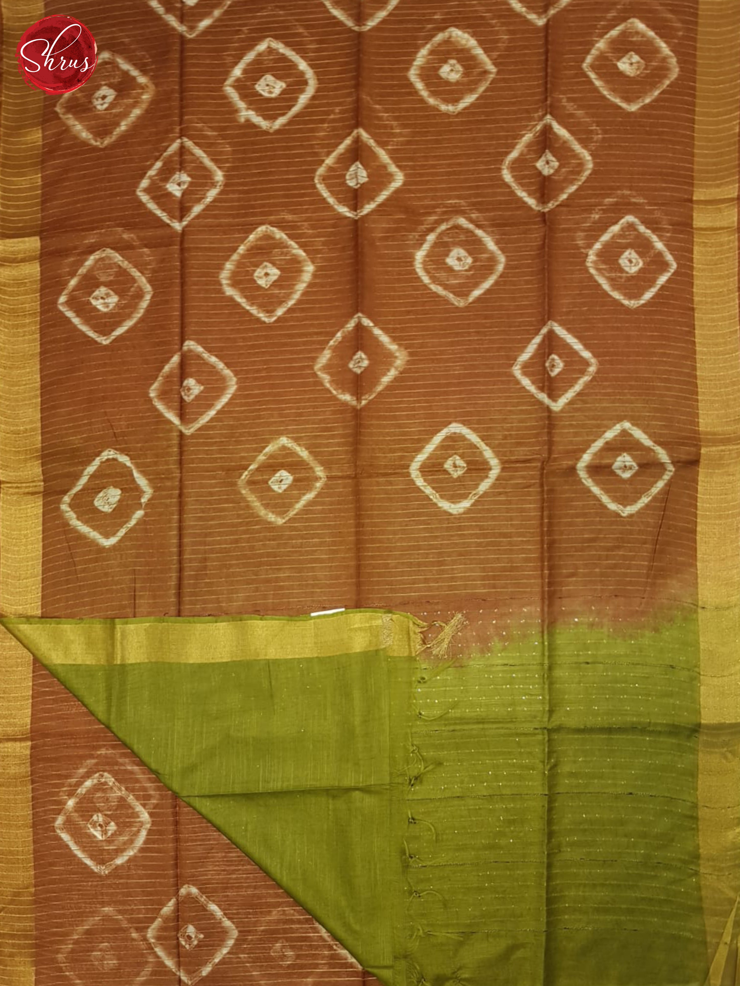 Brown And Green- Shibori saree - Shop on ShrusEternity.com