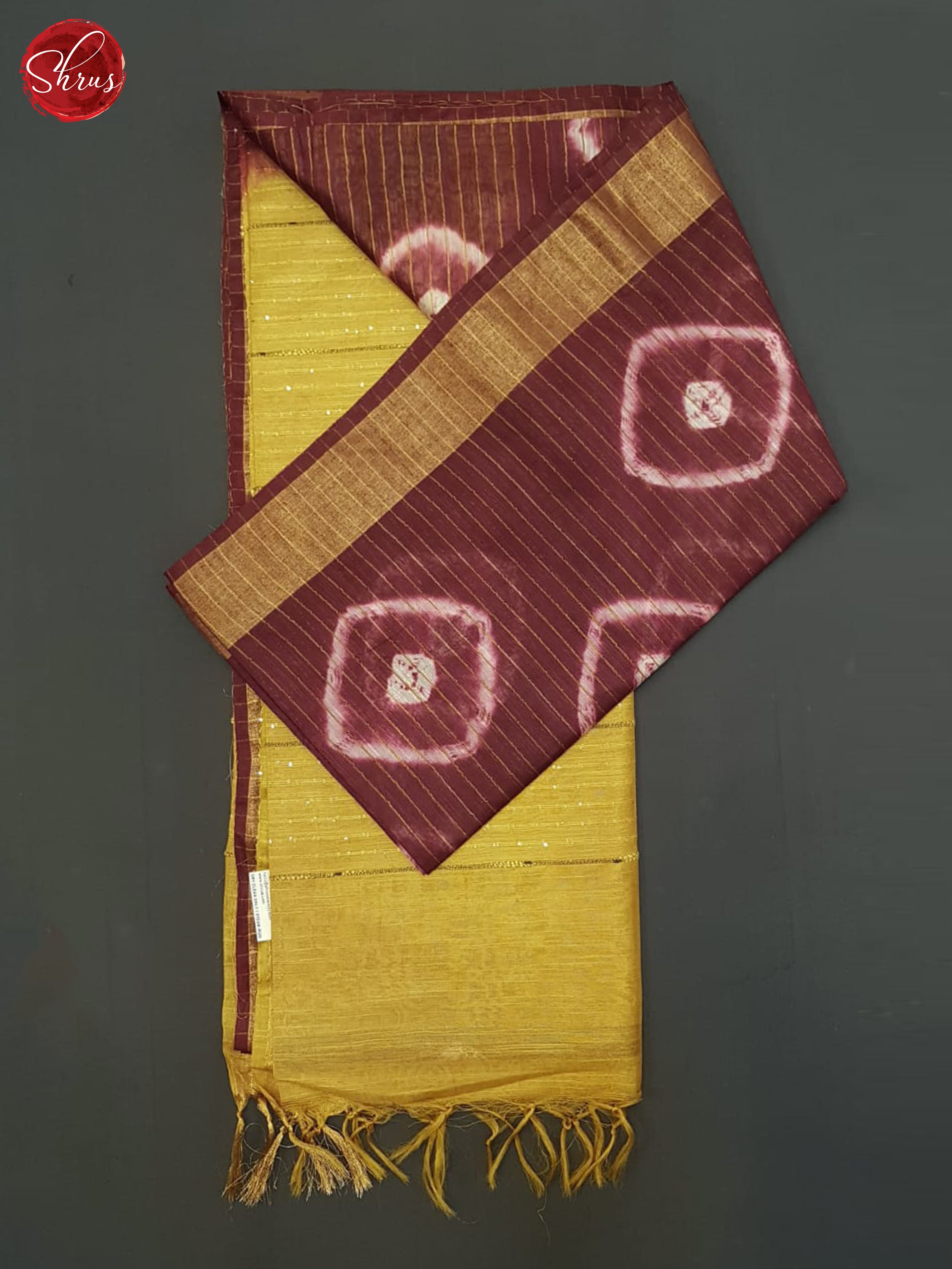 Maroon And Mustard- Shibori Saree - Shop on ShrusEternity.com