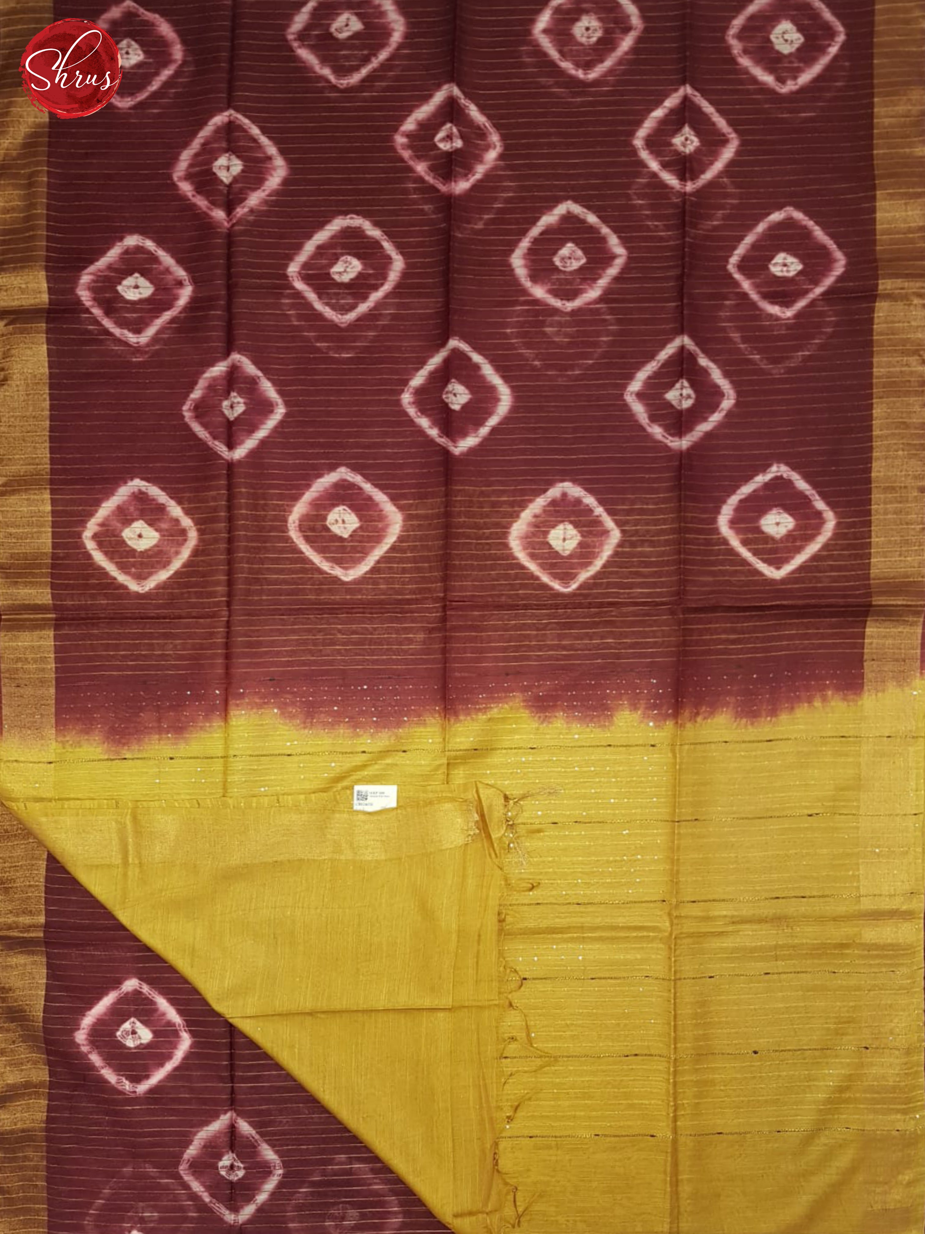 Maroon And Mustard- Shibori Saree - Shop on ShrusEternity.com