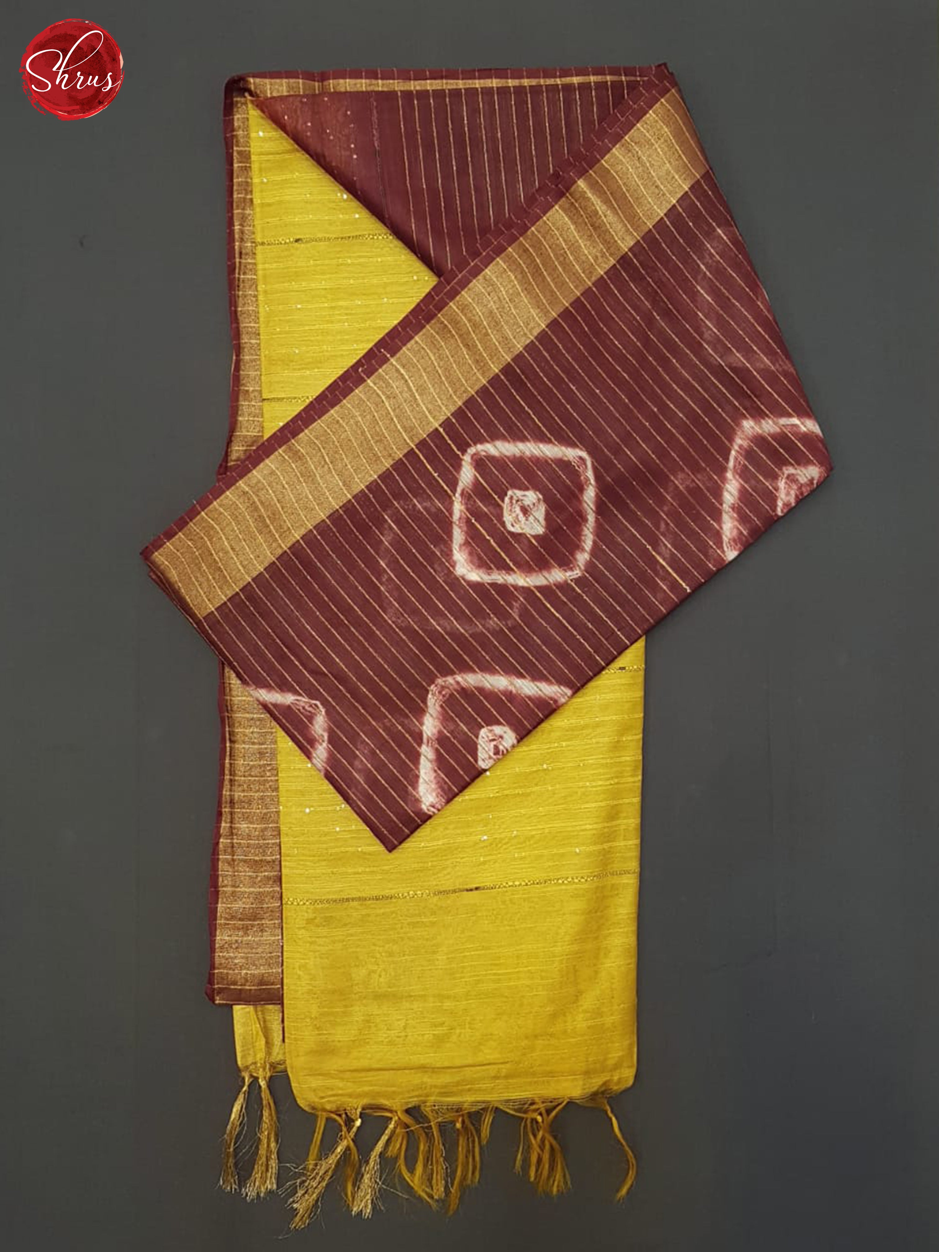 Brown And Mustard- Shibori Saree - Shop on ShrusEternity.com