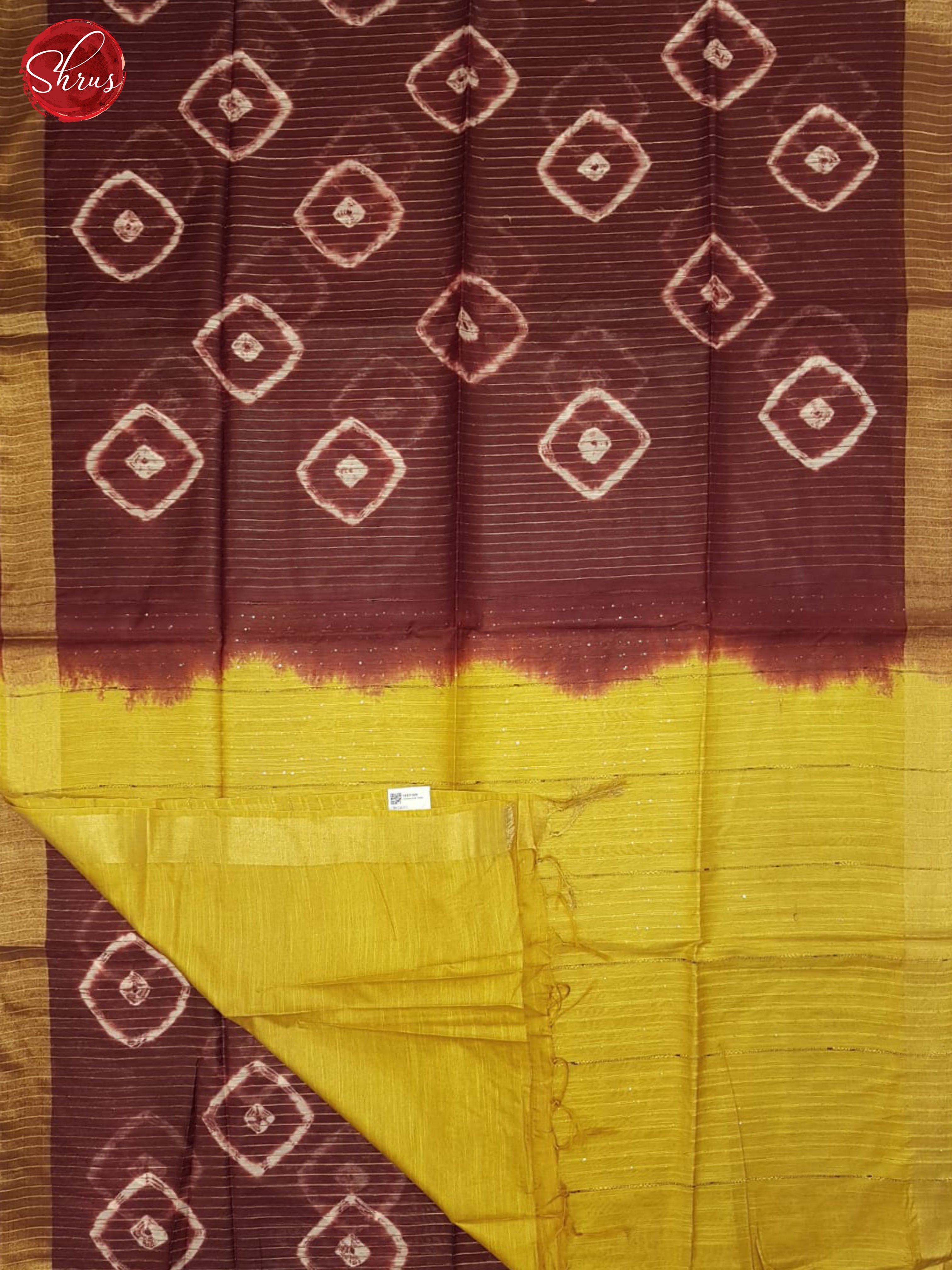 Brown And Mustard- Shibori Saree - Shop on ShrusEternity.com