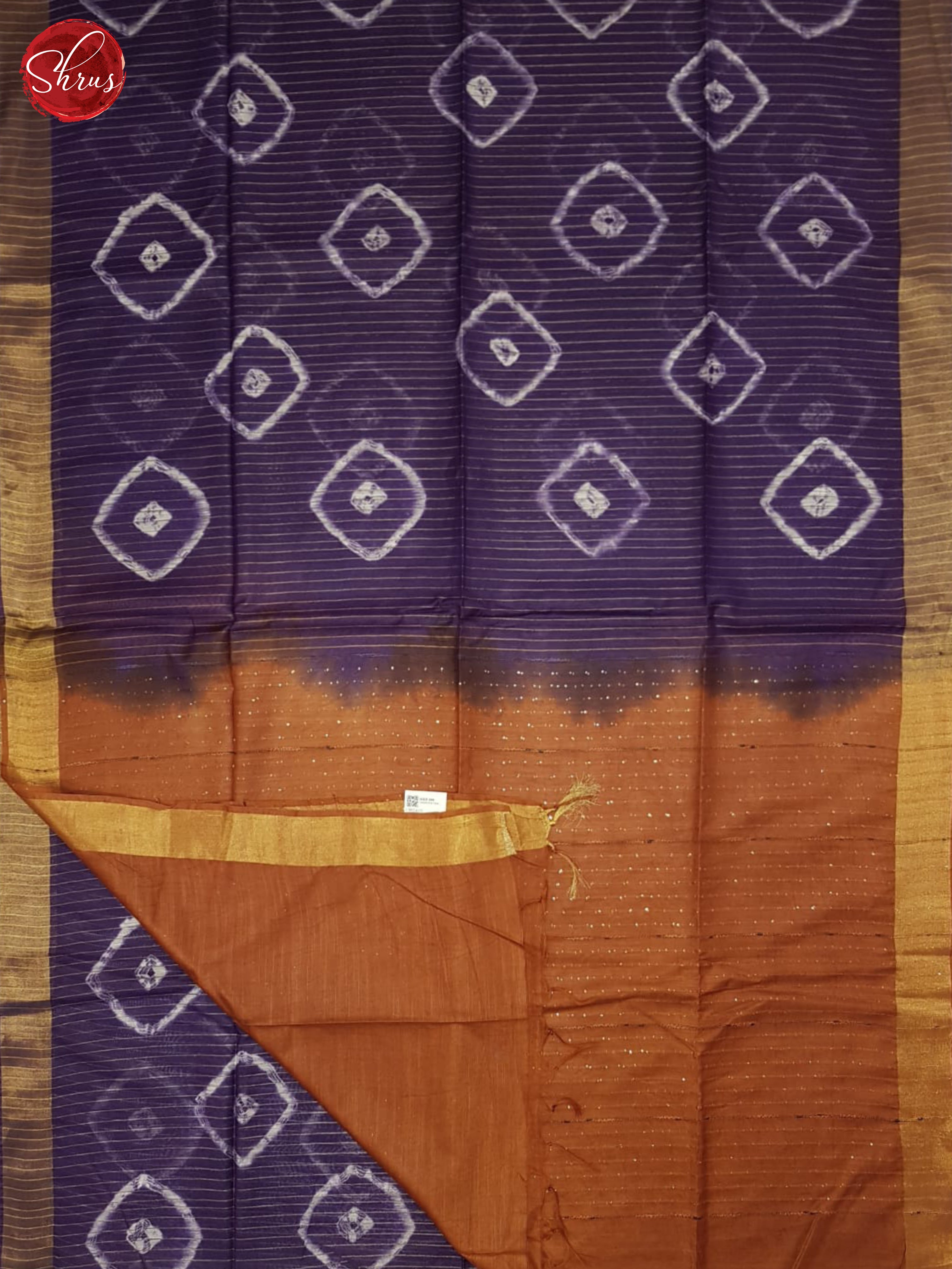 Blue And Brown- Shibori Saree - Shop on ShrusEternity.com