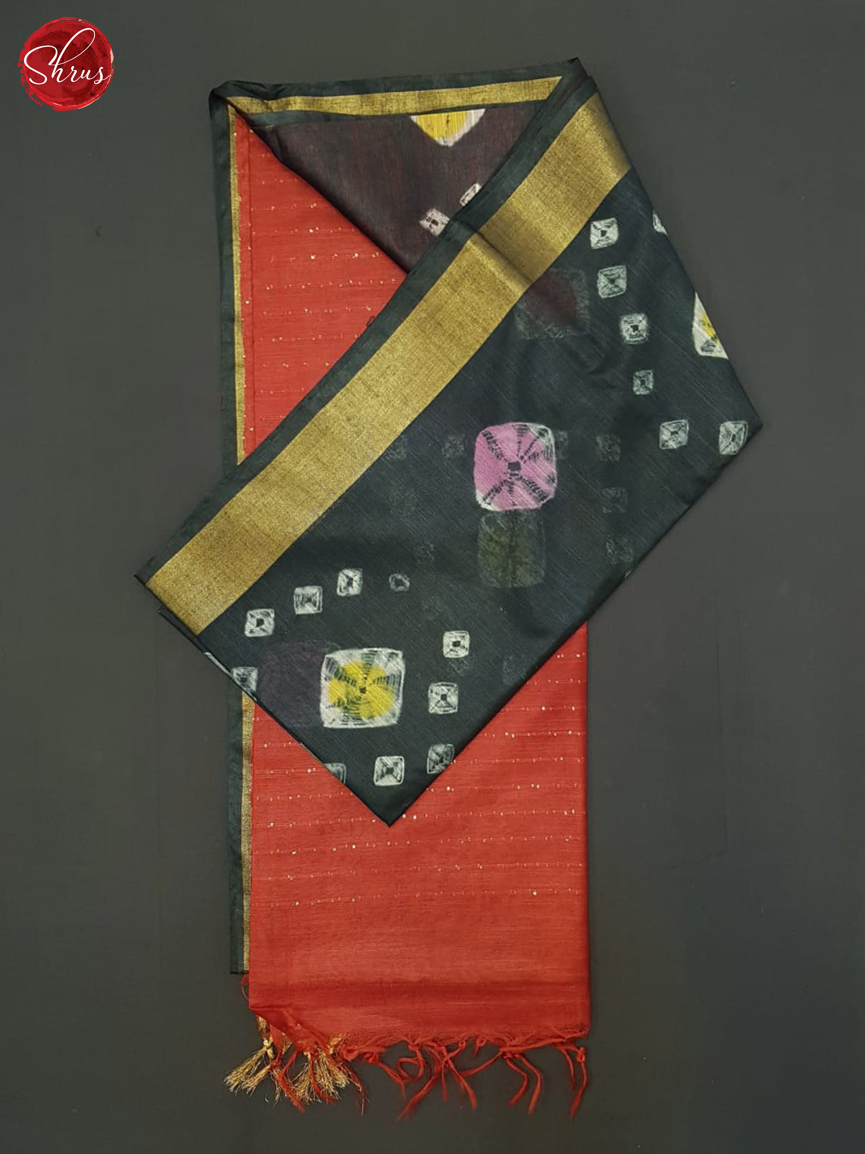 Grey And Red- Shibori Saree - Shop on ShrusEternity.com