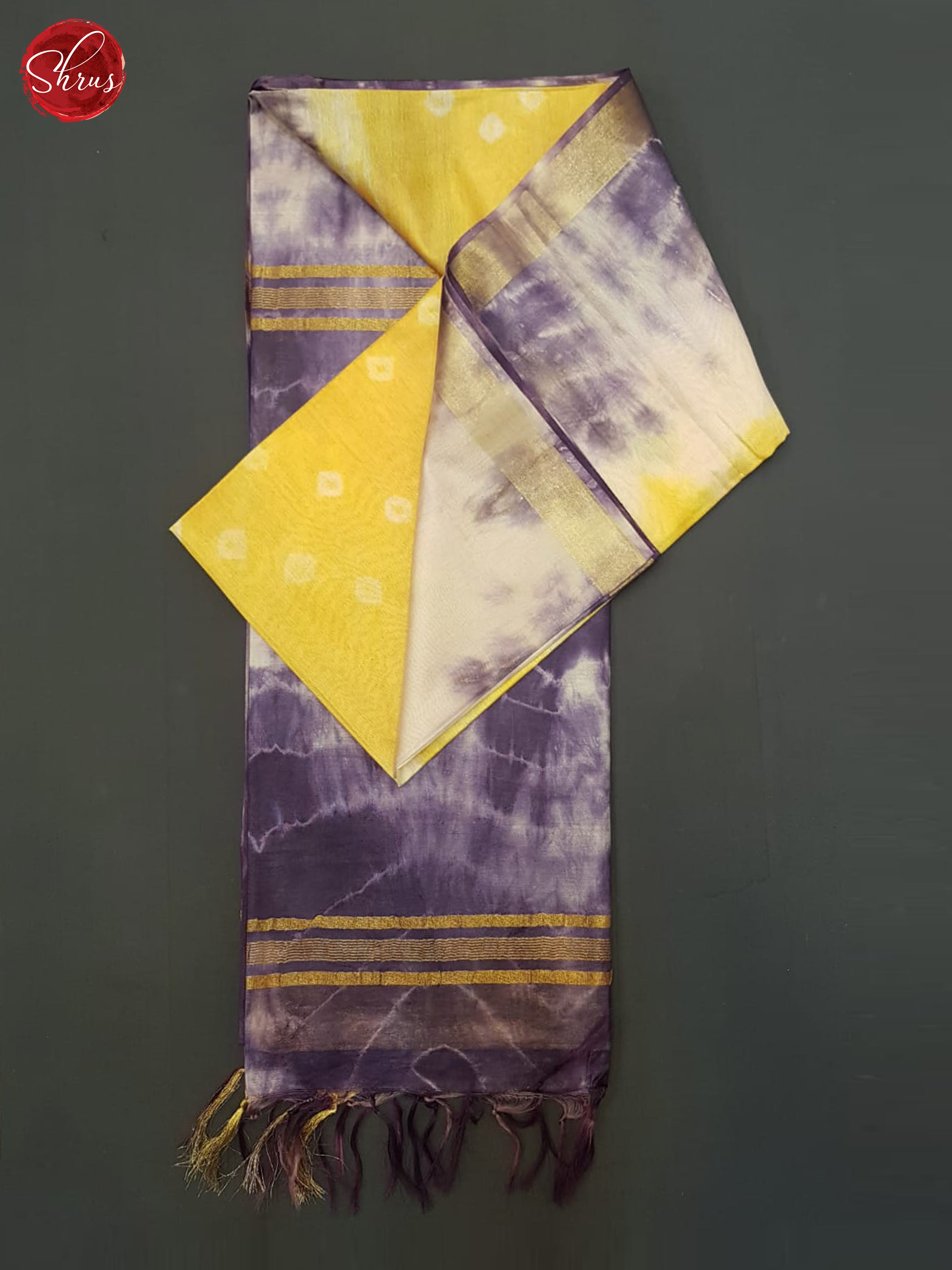 Yellow And Purple- Shibori Saree - Shop on ShrusEternity.com