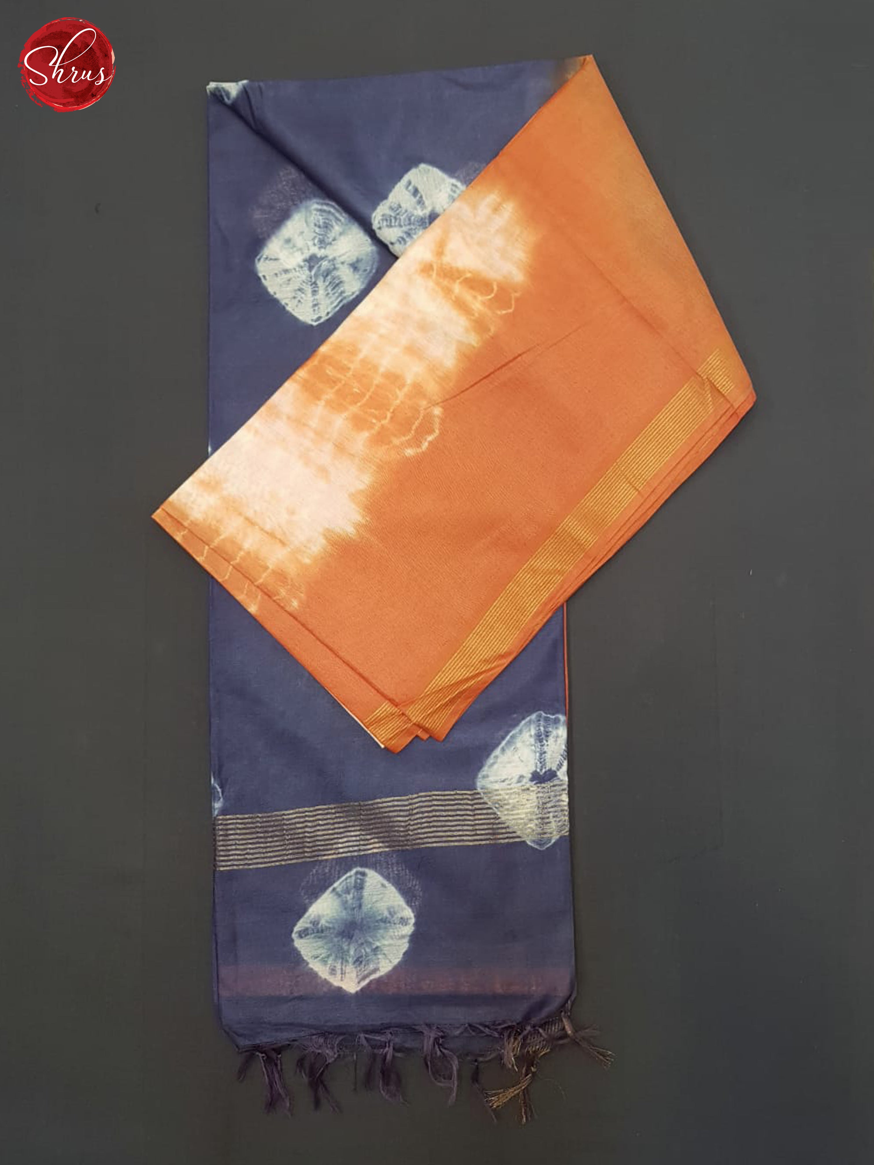 Orange And Bluish Purple- Shibori Saree - Shop on ShrusEternity.com