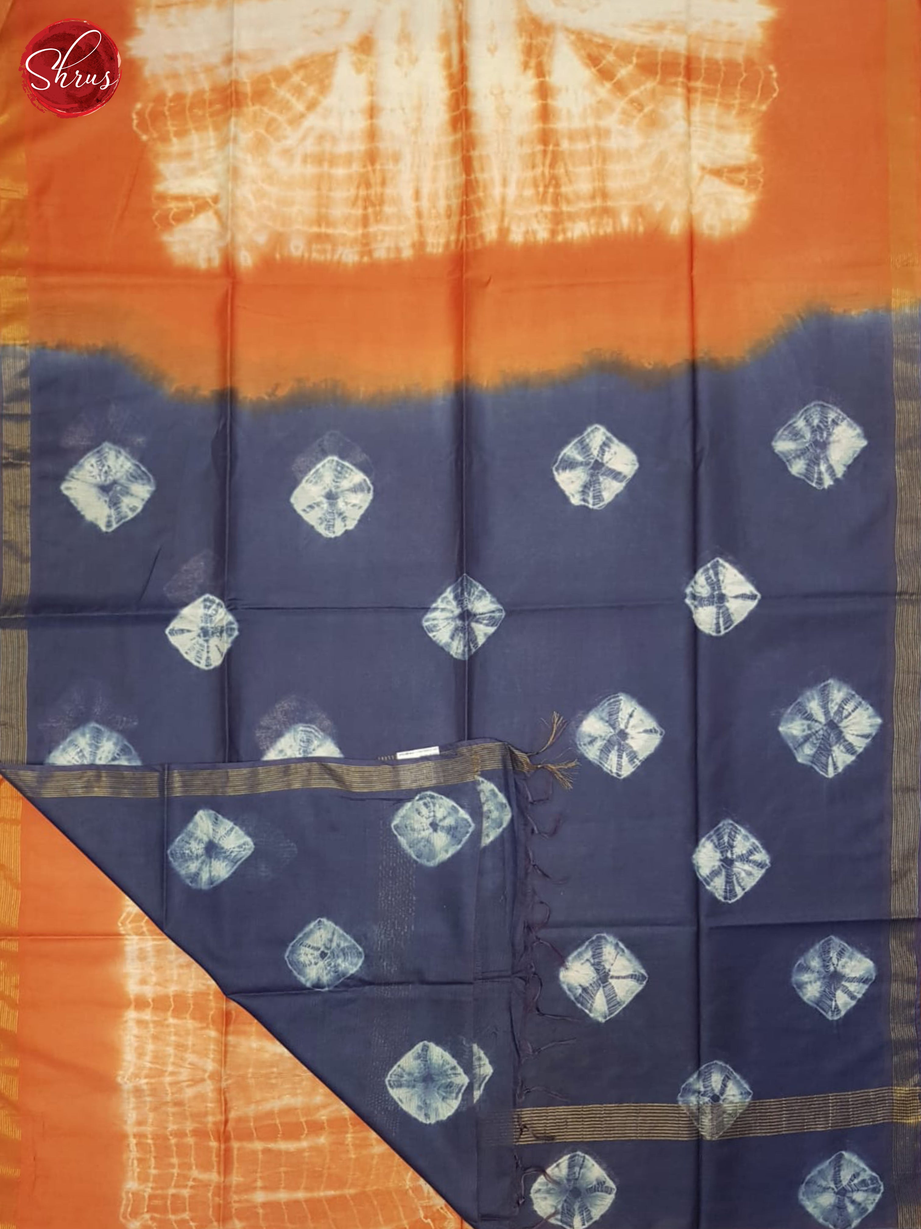 Orange And Bluish Purple- Shibori Saree - Shop on ShrusEternity.com