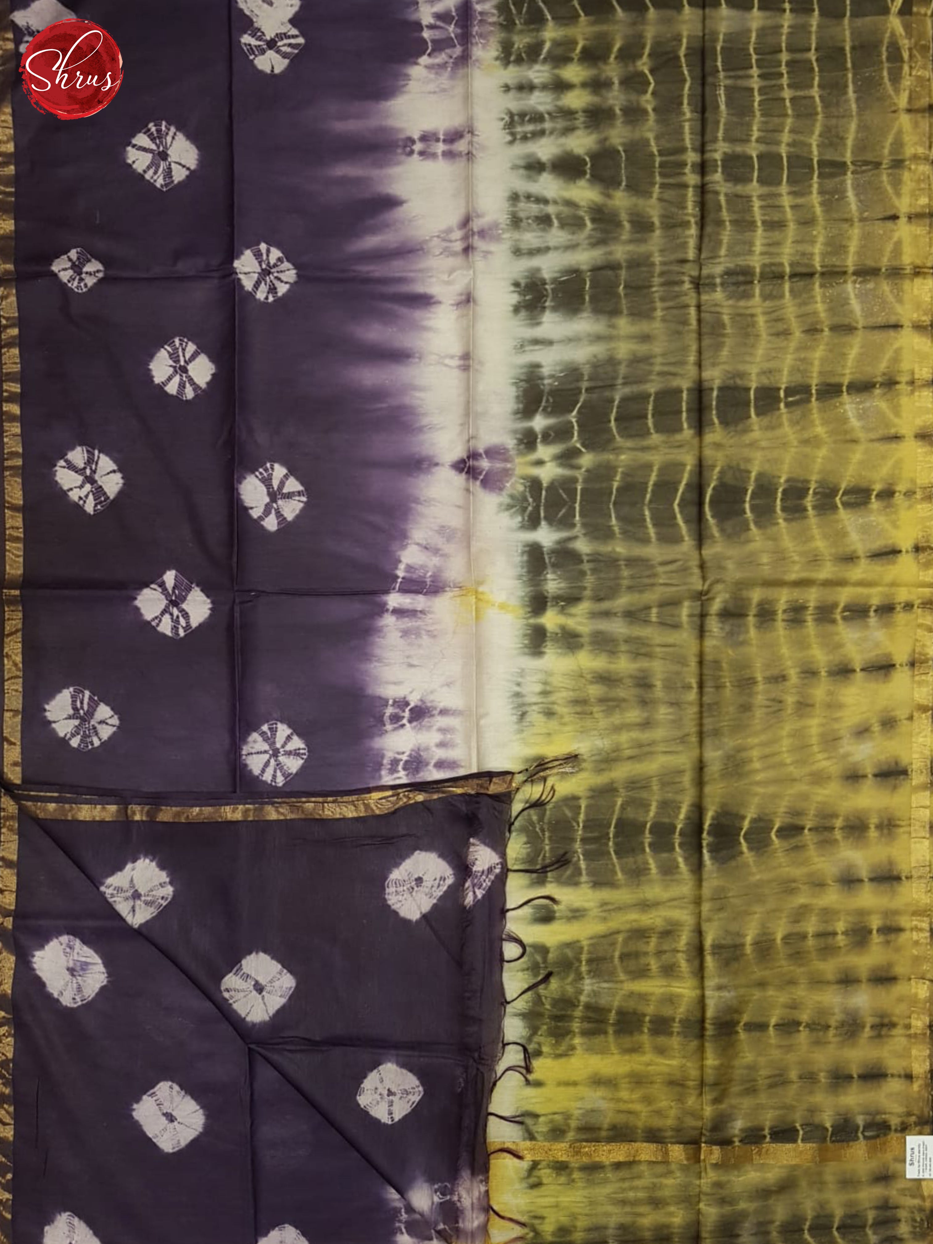 Jamun Fruit And Green- Shibori Saree - Shop on ShrusEternity.com