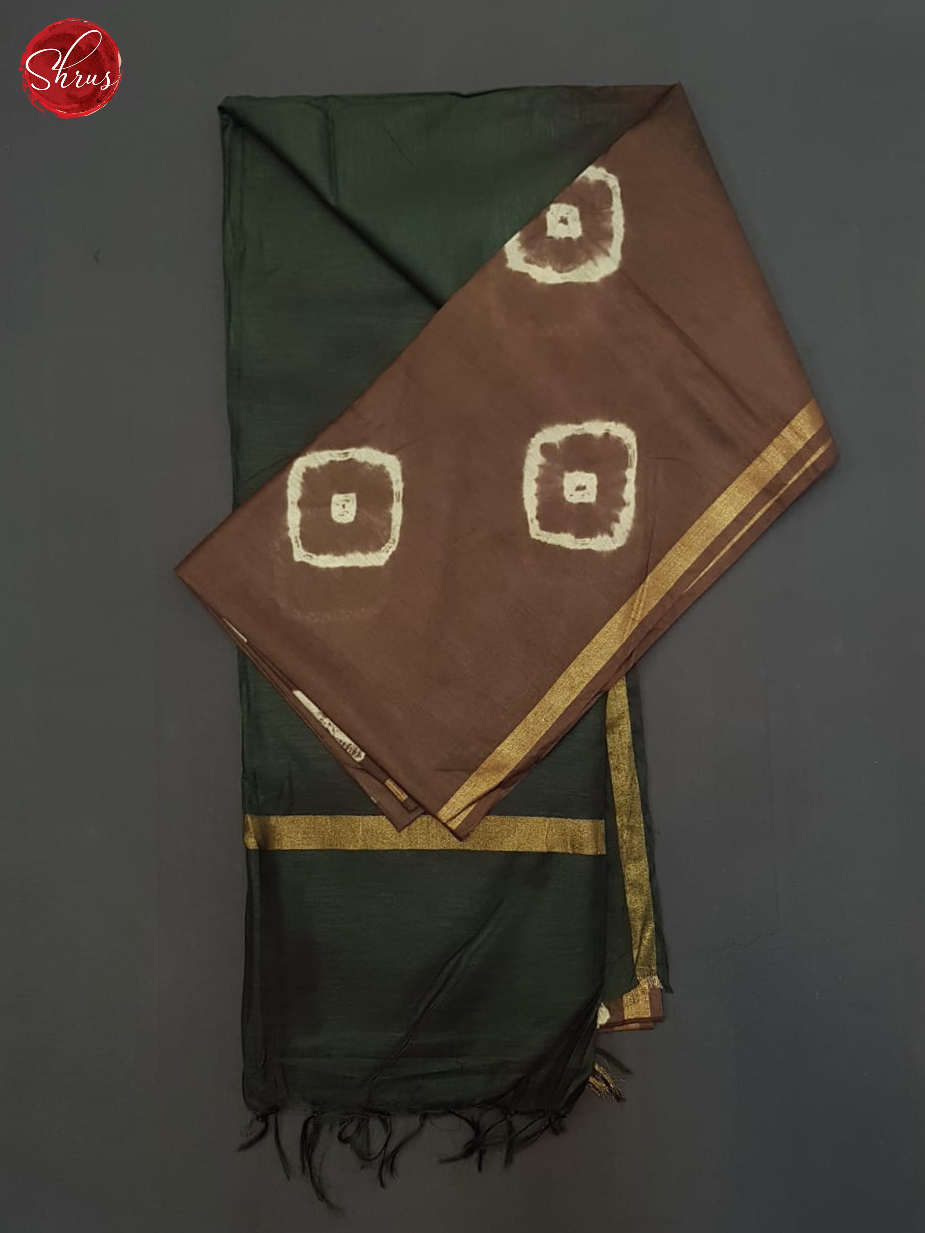 Brown And Green- Shibori Saree - Shop on ShrusEternity.com