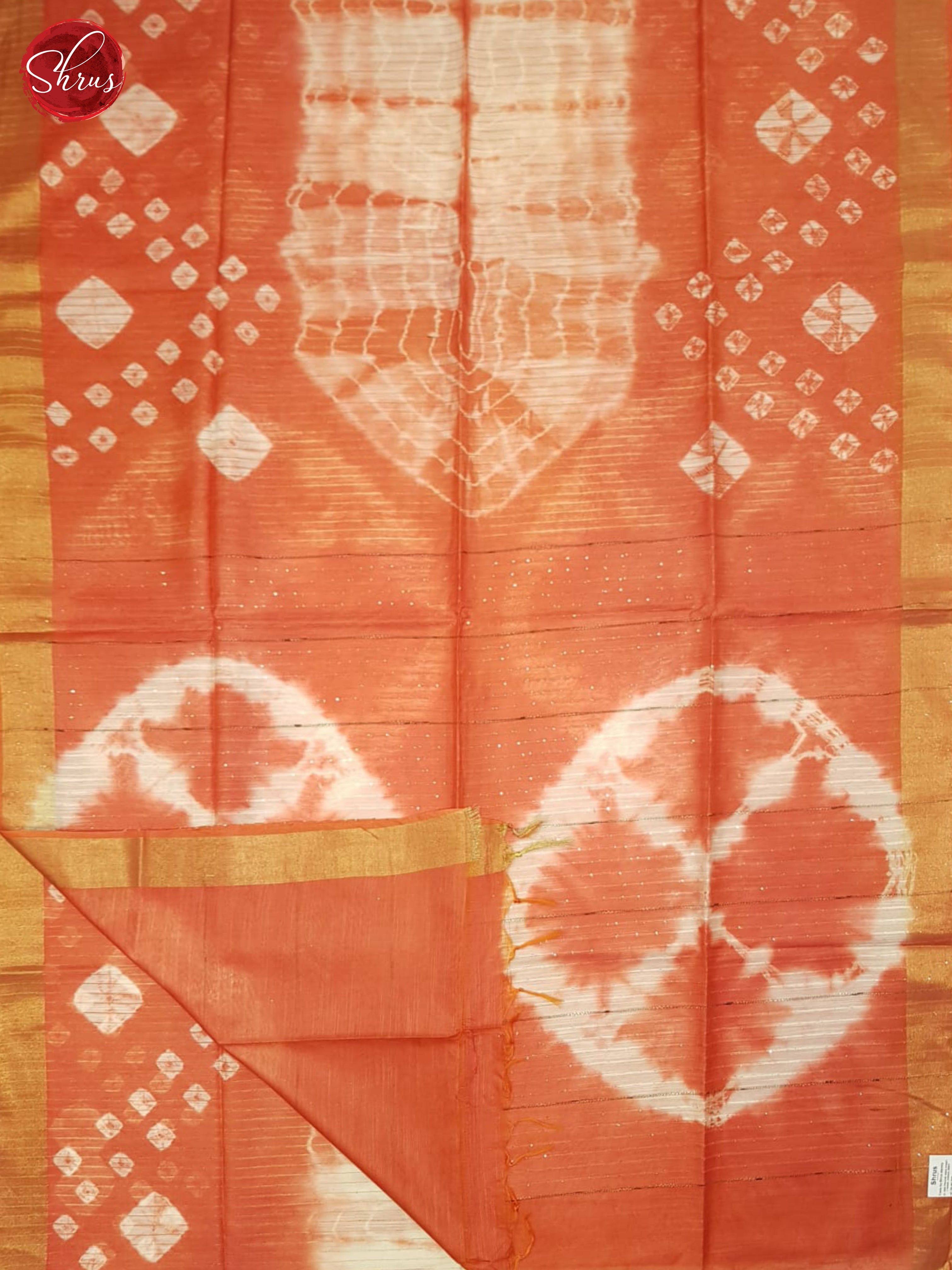 Orange & Cream - Shibori Saree - Shop on ShrusEternity.com