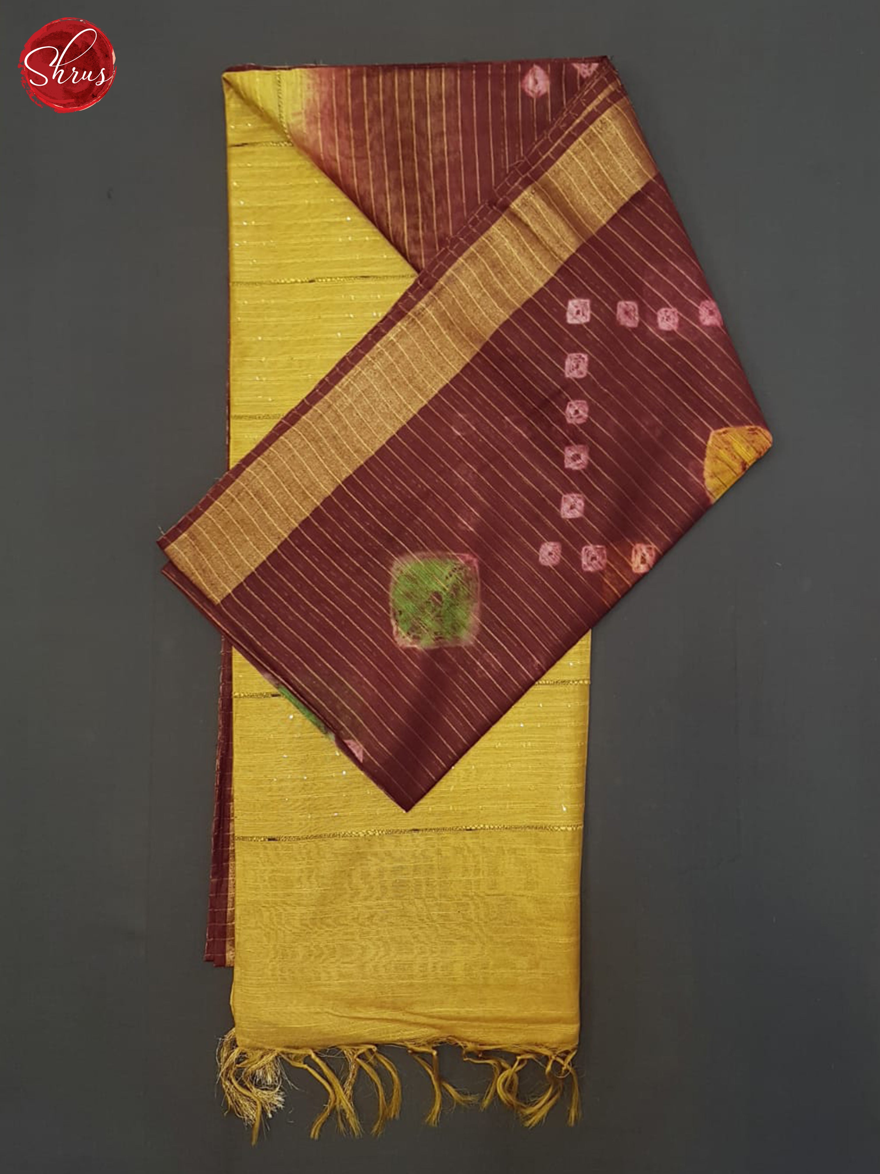 Maroon And Mustard- Shibori Saree - Shop on ShrusEternity.com