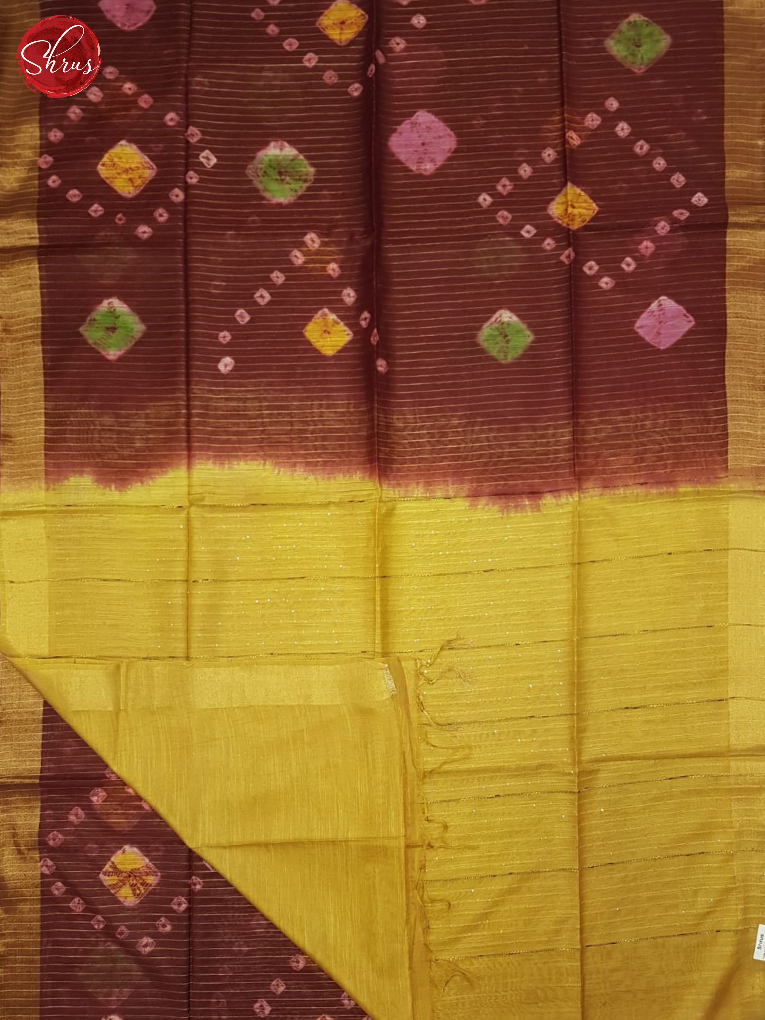 Maroon And Mustard- Shibori Saree - Shop on ShrusEternity.com