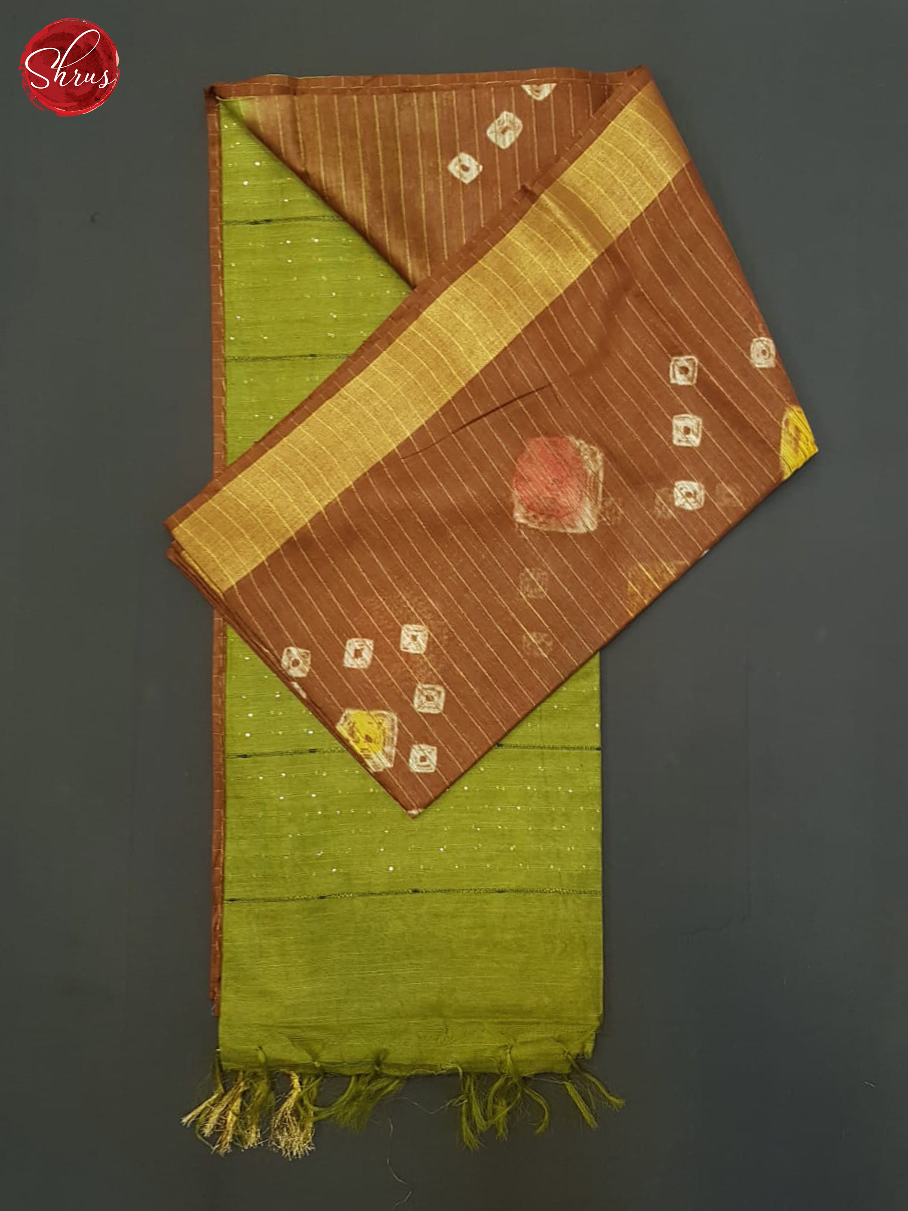 Brown And Green- Shibori Saree - Shop on ShrusEternity.com