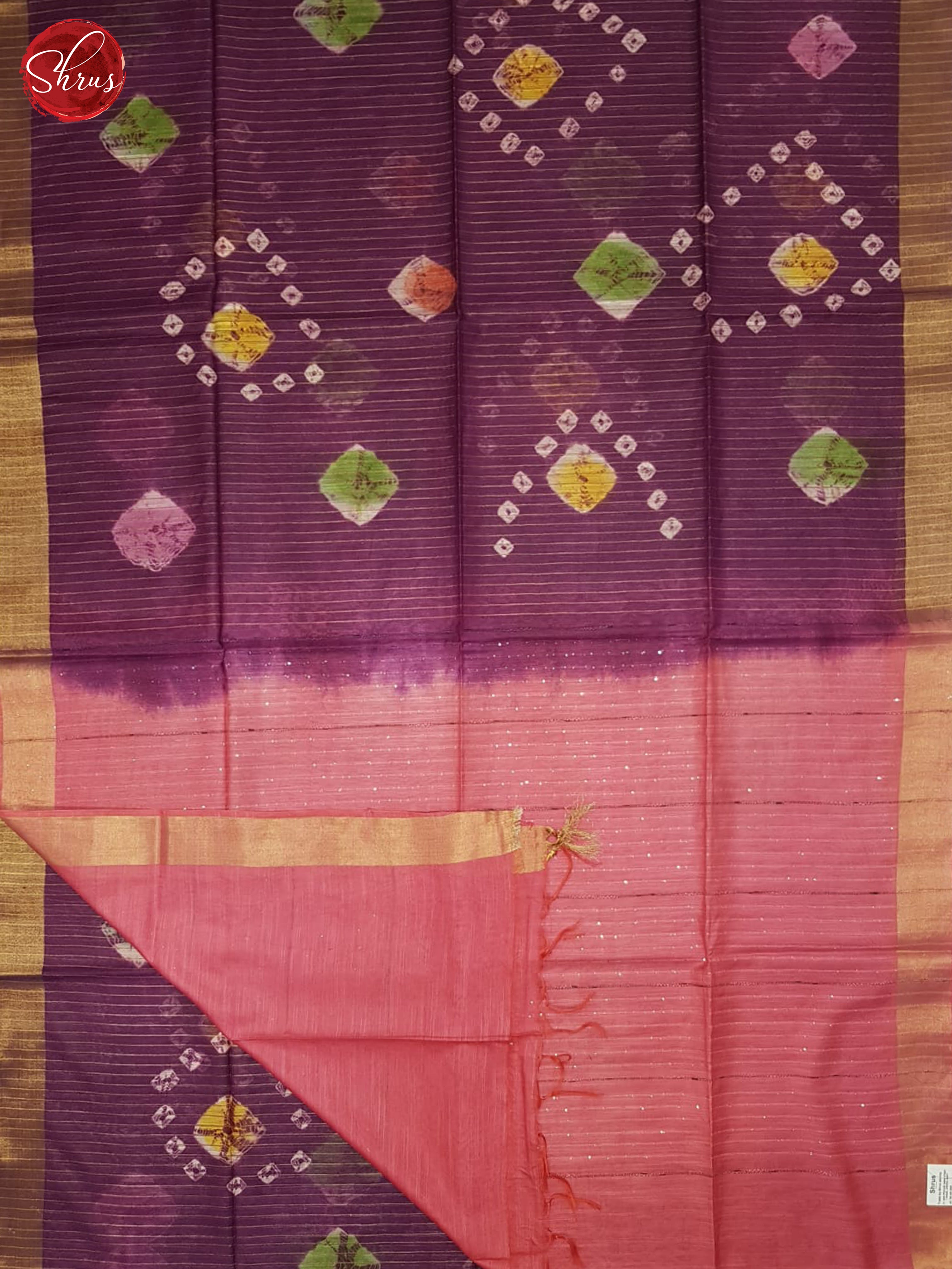 Wine And Pink- shibori saree - Shop on ShrusEternity.com