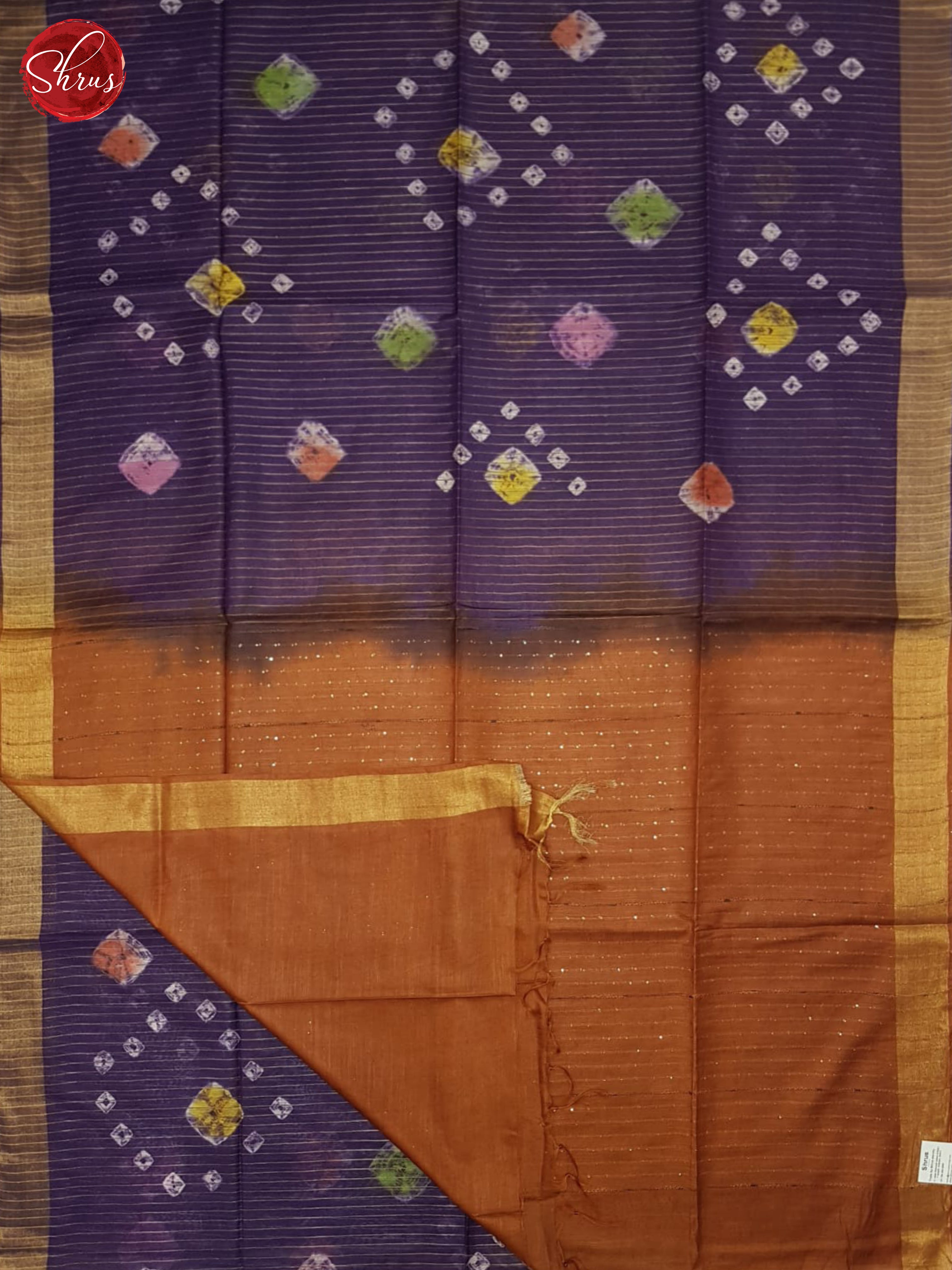 Purple And Brown- Shibori Saree - Shop on ShrusEternity.com