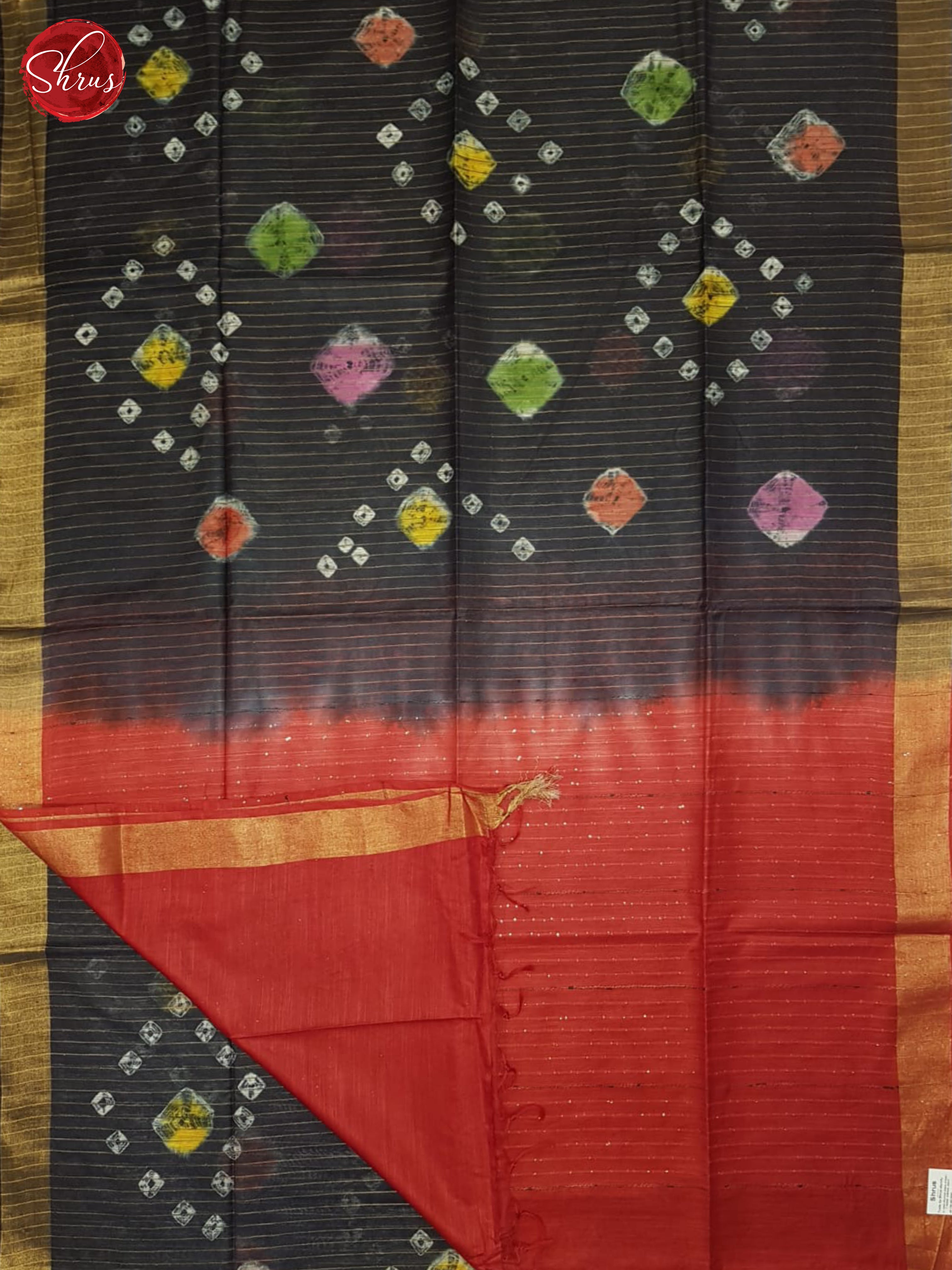 Grey And Red- Shibori Saree - Shop on ShrusEternity.com