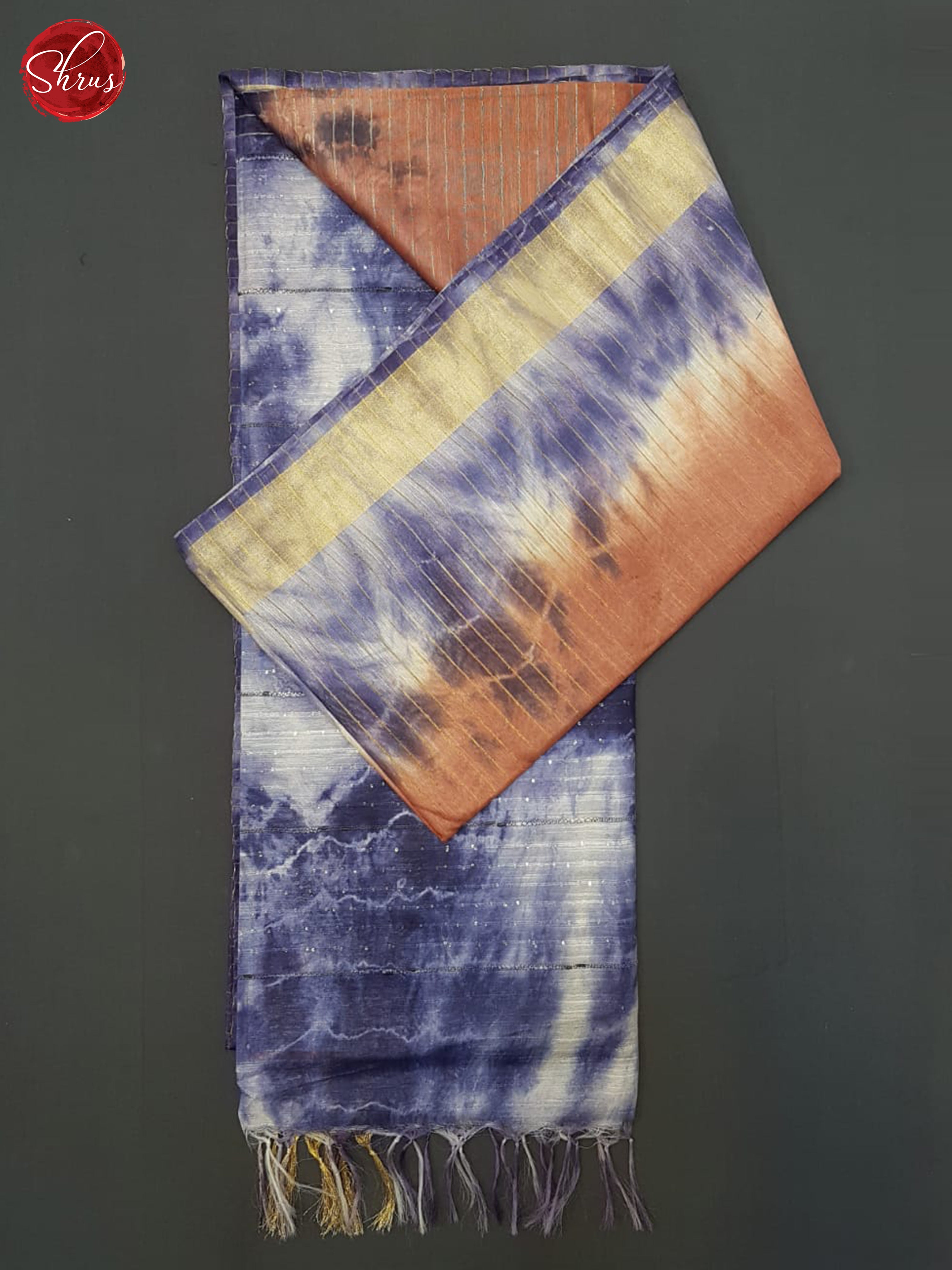 Brown And Blue- Shibori Saree - Shop on ShrusEternity.com