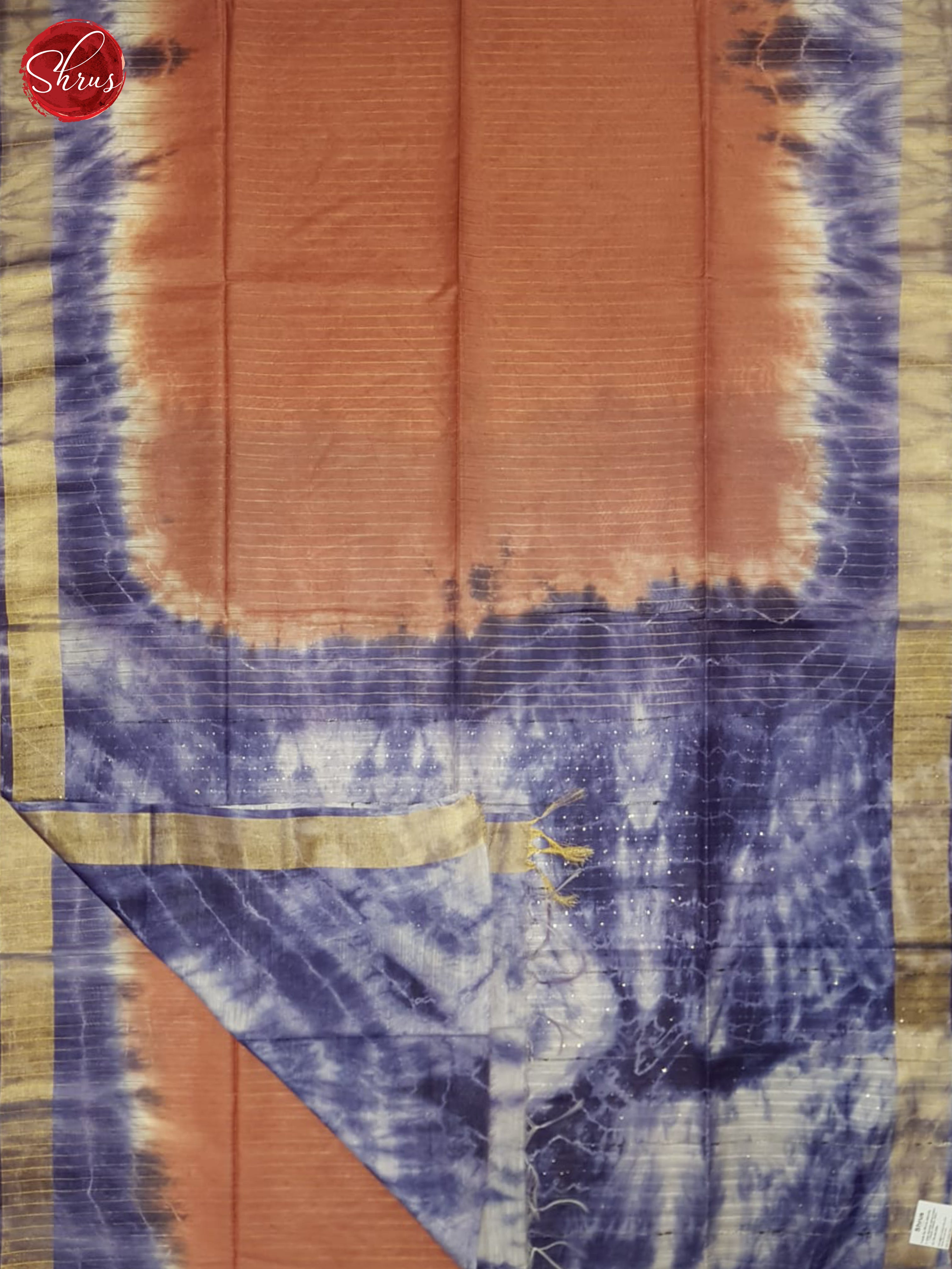 Brown And Blue- Shibori Saree - Shop on ShrusEternity.com