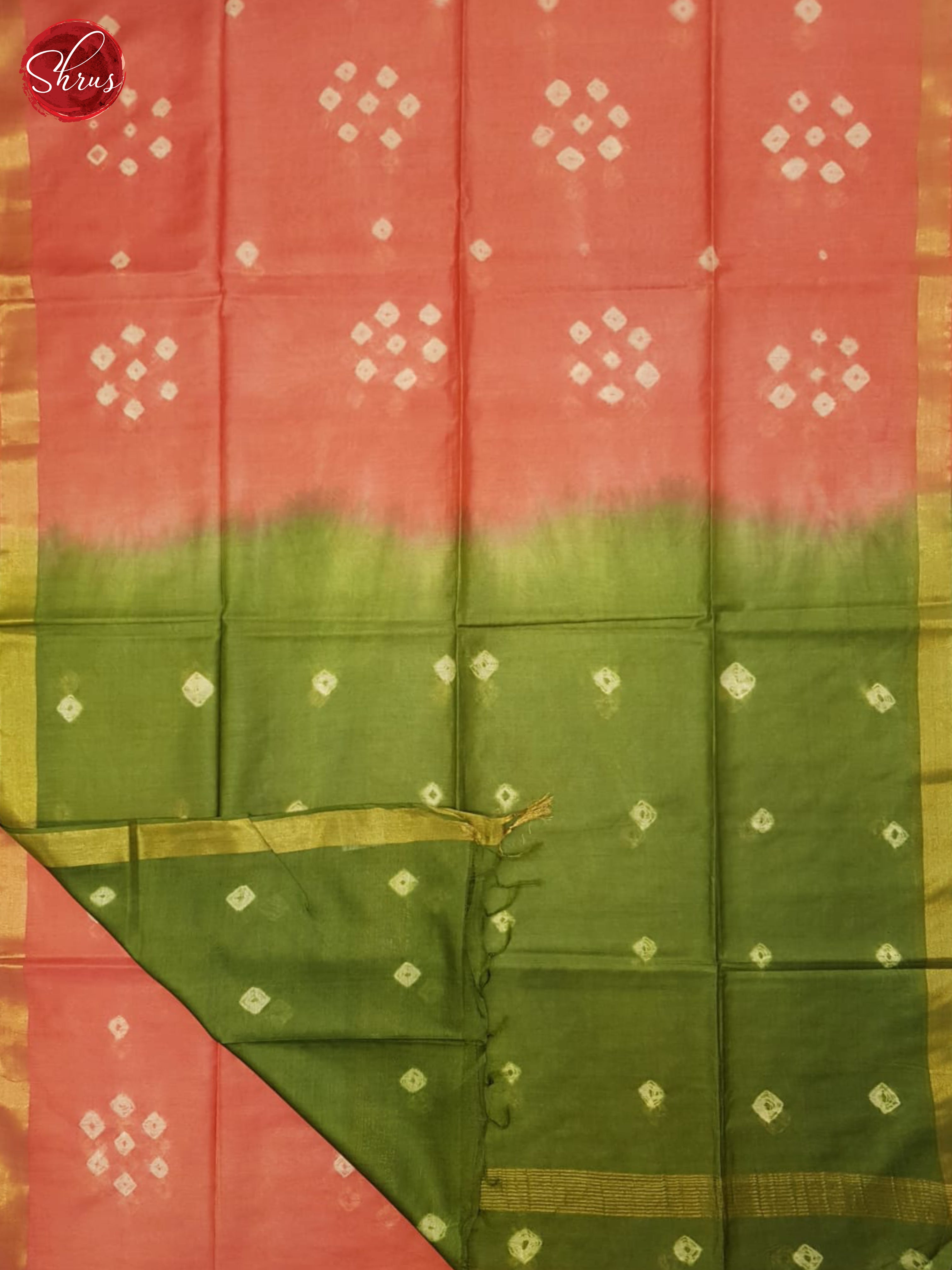 Pink And Green- Shibori Saree - Shop on ShrusEternity.com