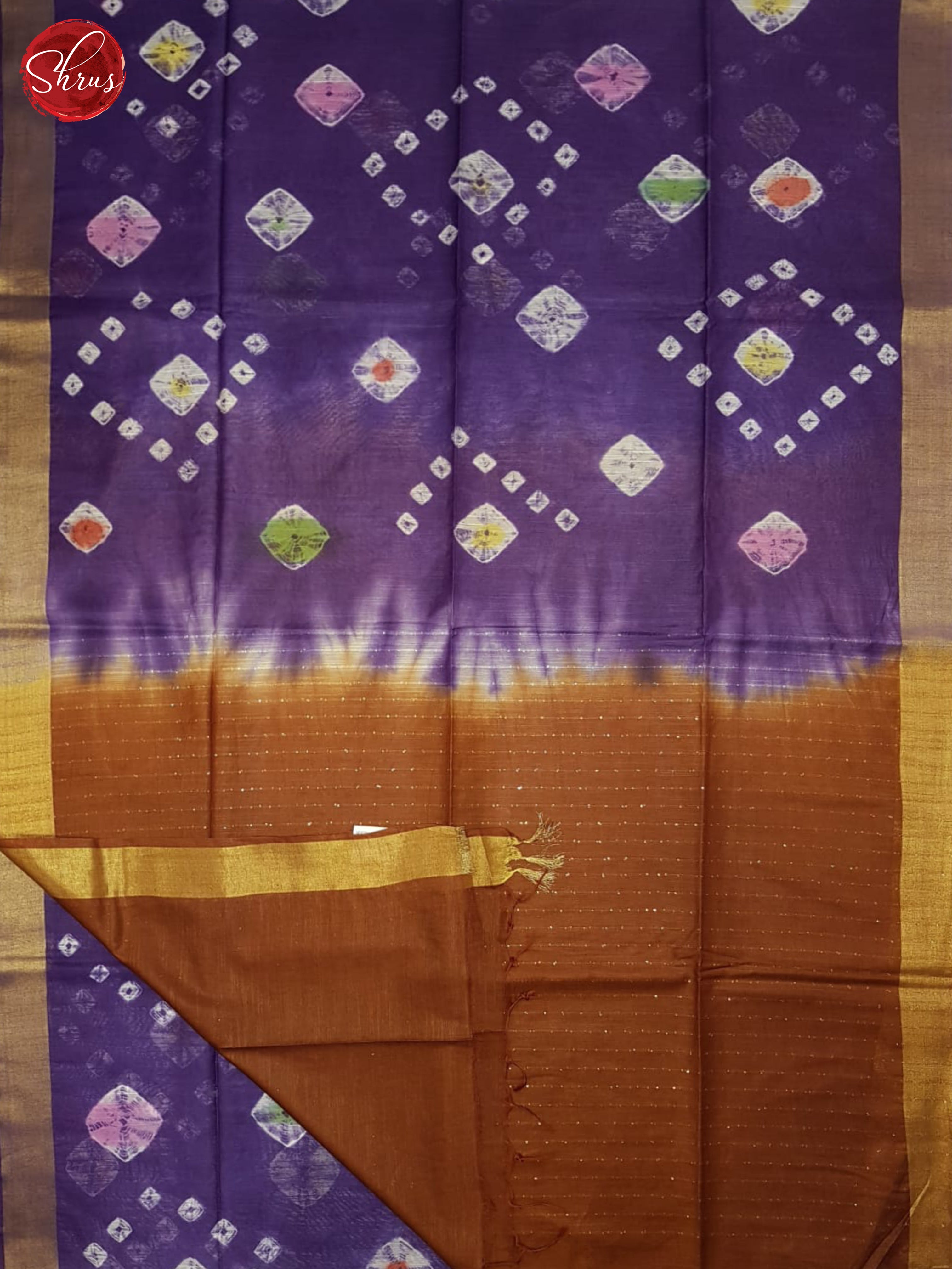 Purple And Brown - Shibori Saree - Shop on ShrusEternity.com