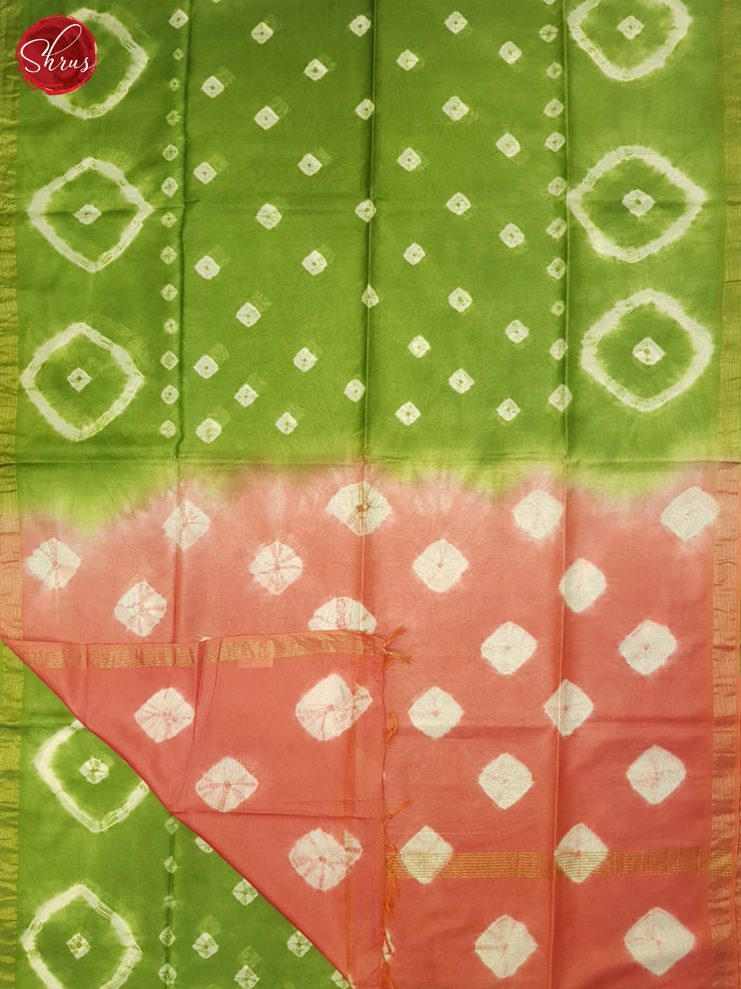 Green And Pink- Shibori Saree - Shop on ShrusEternity.com