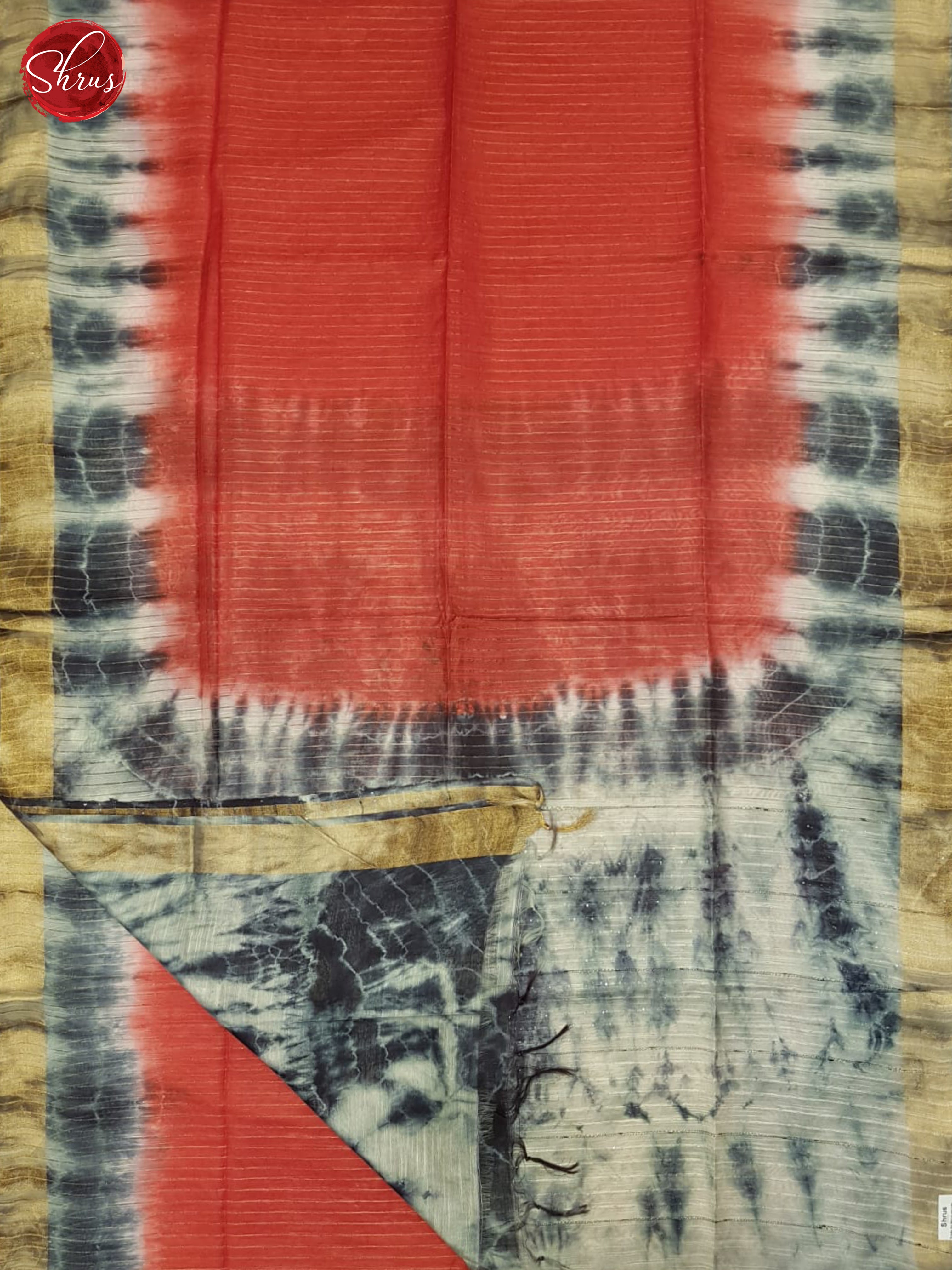 Red And Grey- Shibori Saree - Shop on ShrusEternity.com