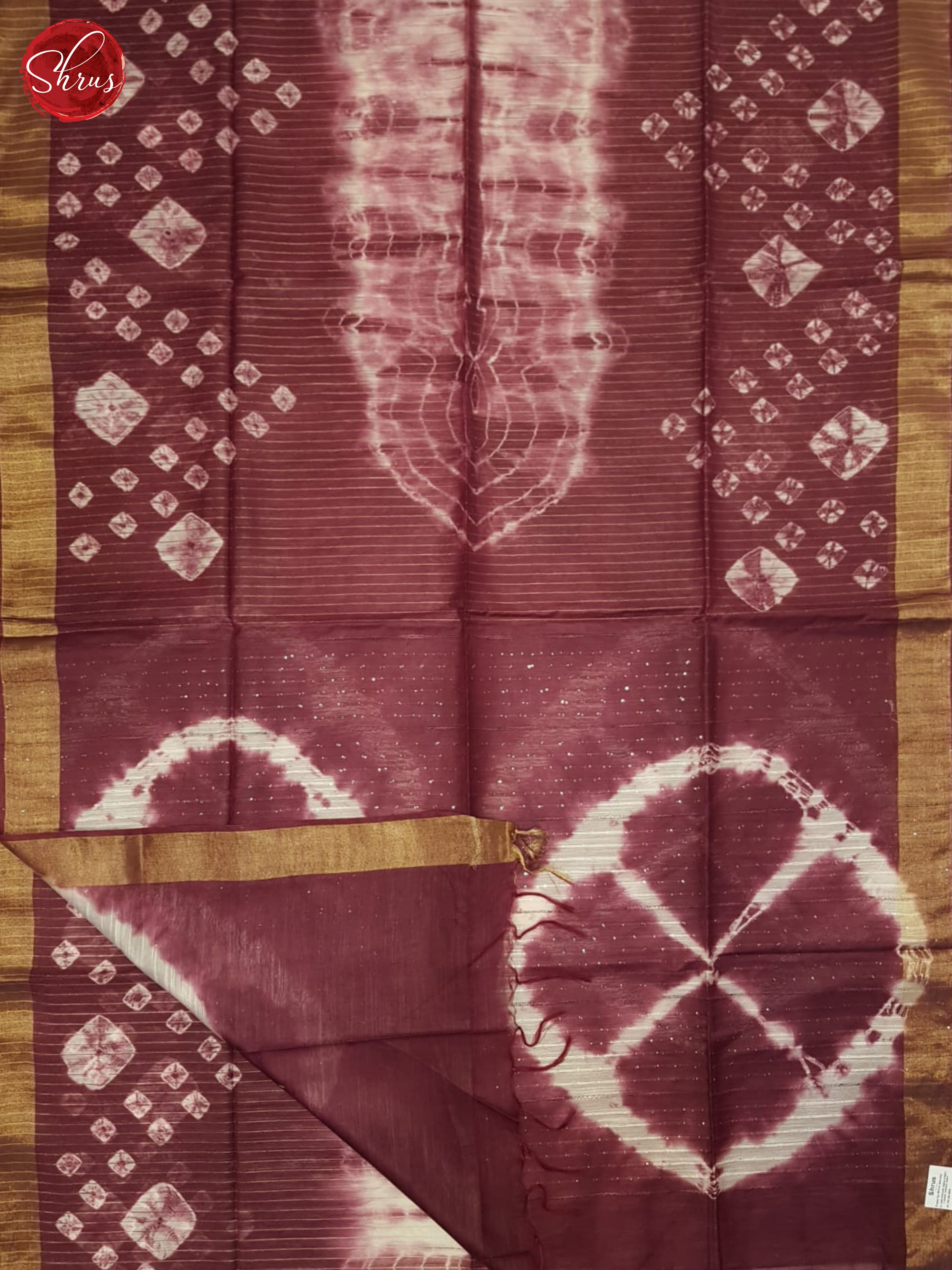 Maroon& Cream - Shibori Saree - Shop on ShrusEternity.com