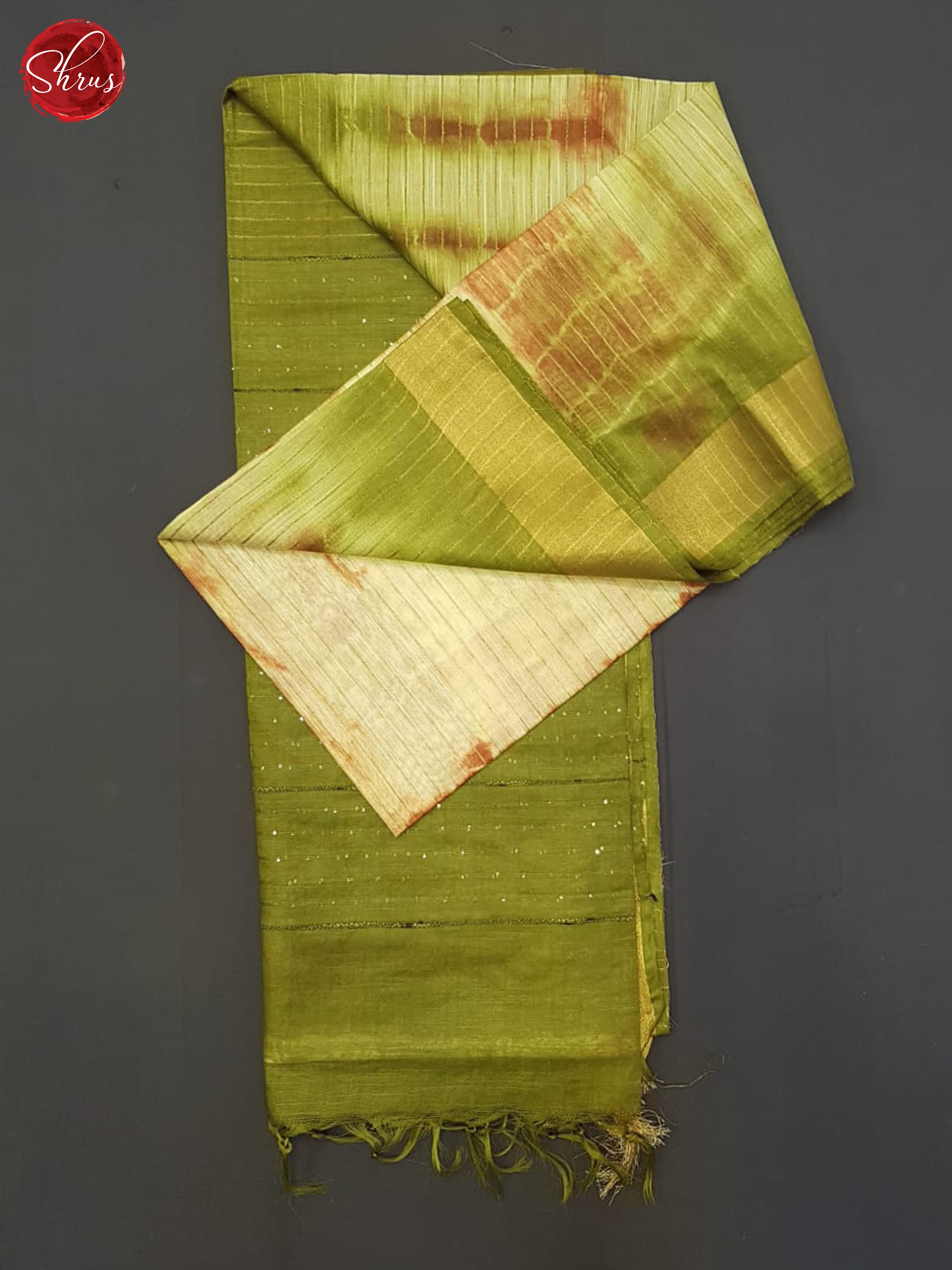 Cream And Green- Shibori Saree - Shop on ShrusEternity.com