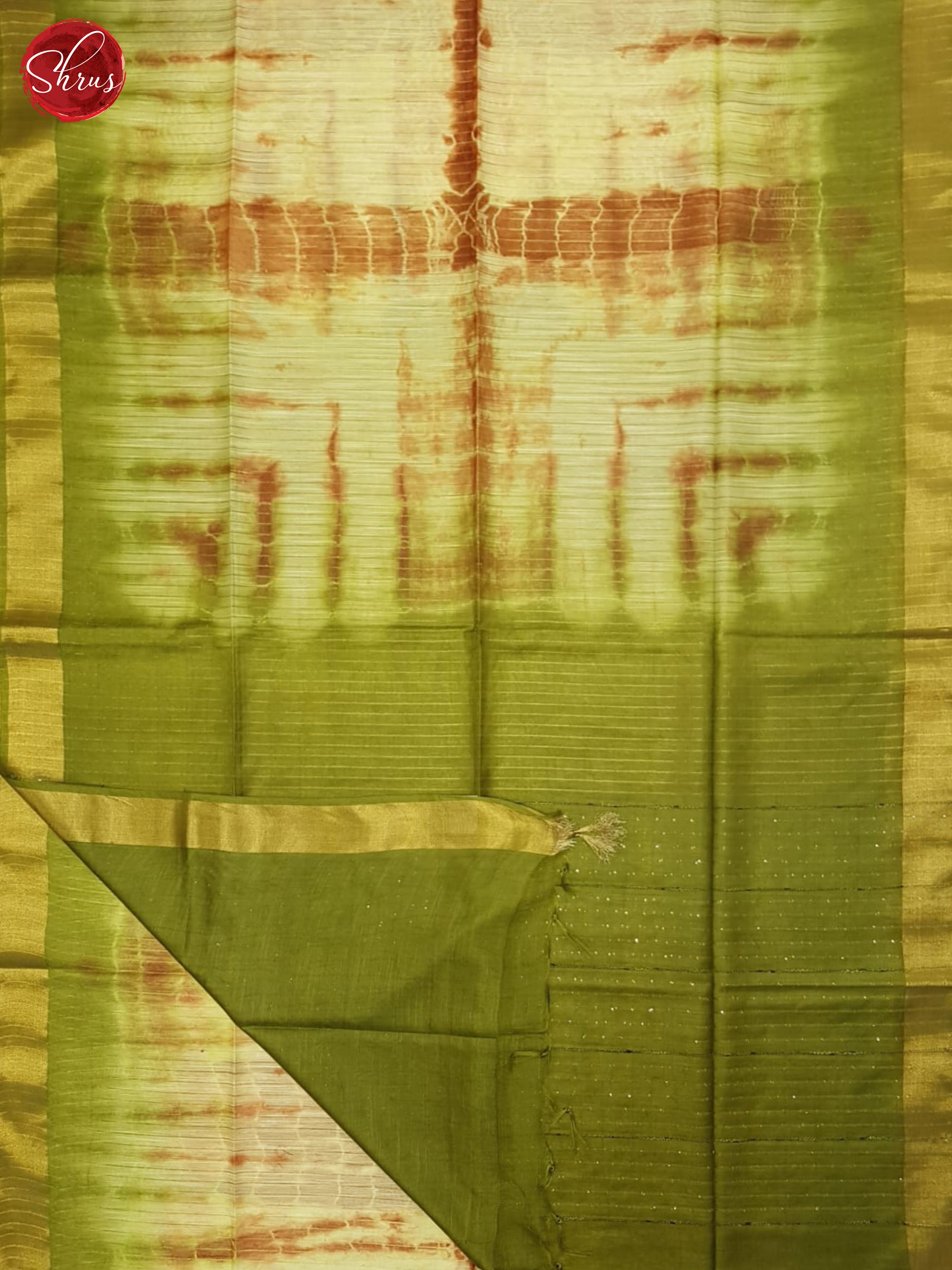 Cream And Green- Shibori Saree - Shop on ShrusEternity.com