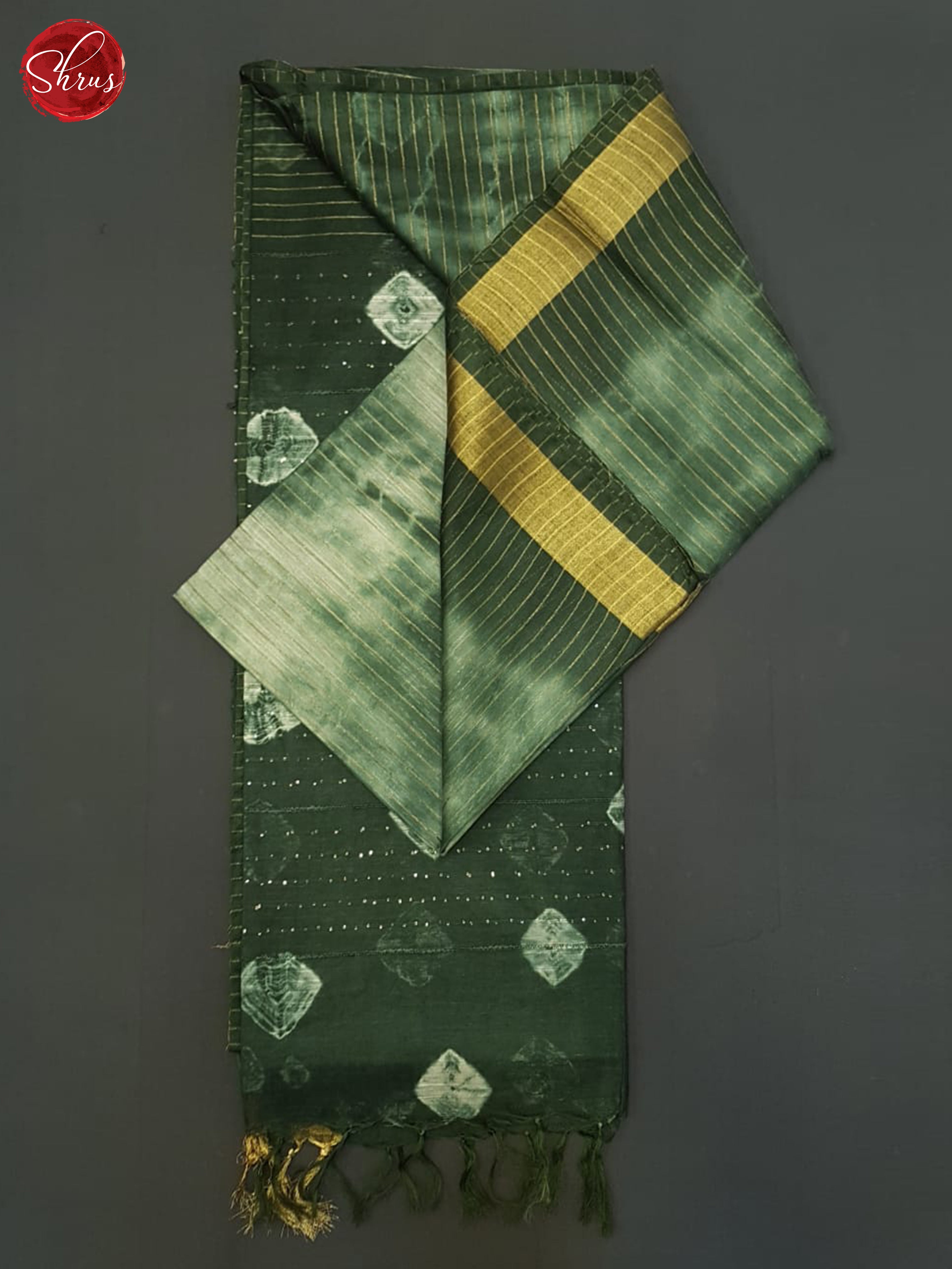 Cream & Green- Shibori Saree - Shop on ShrusEternity.com