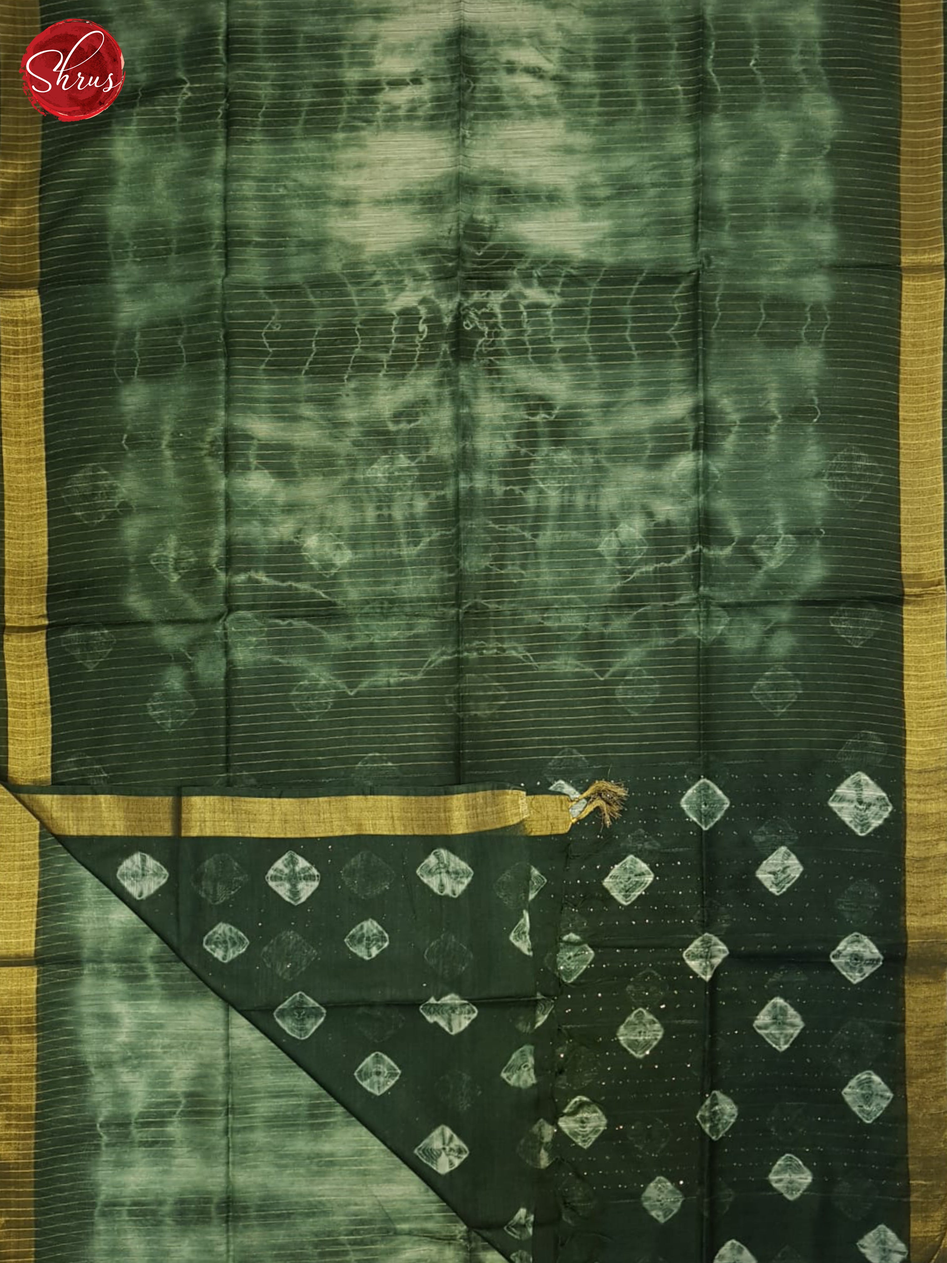 Cream & Green- Shibori Saree - Shop on ShrusEternity.com