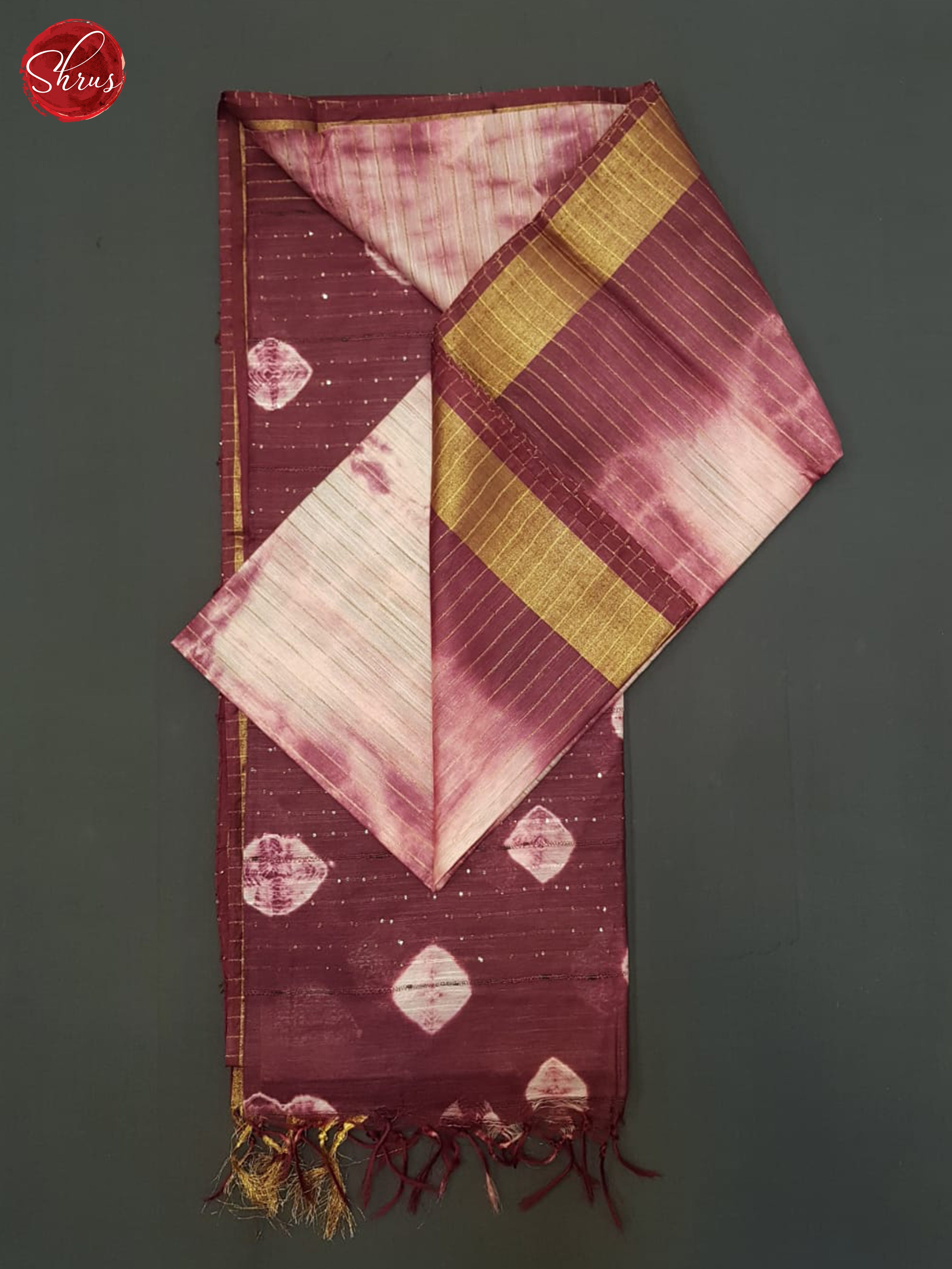 Cream And Maroon- Shibori Saree - Shop on ShrusEternity.com