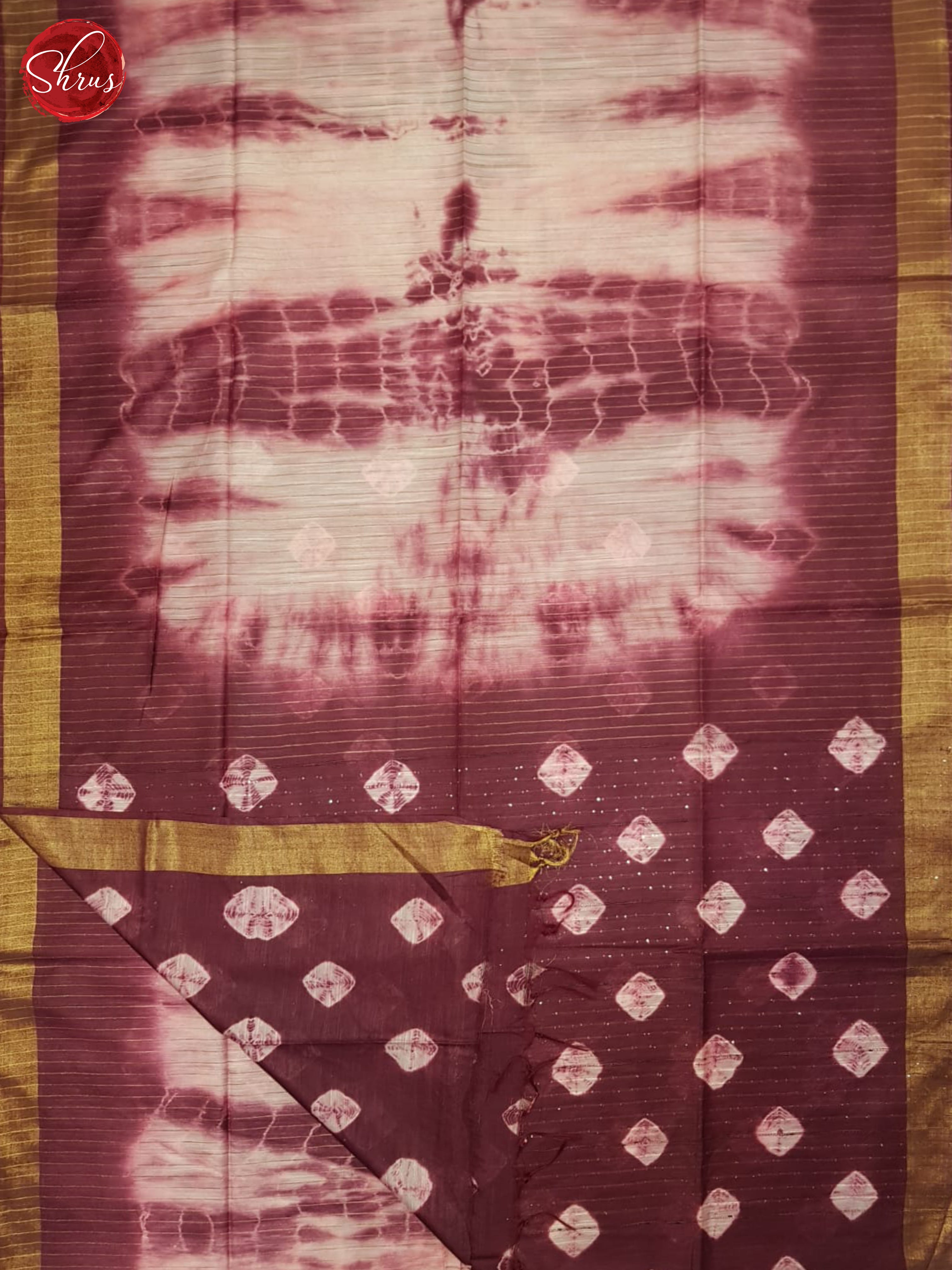 Cream And Maroon- Shibori Saree - Shop on ShrusEternity.com