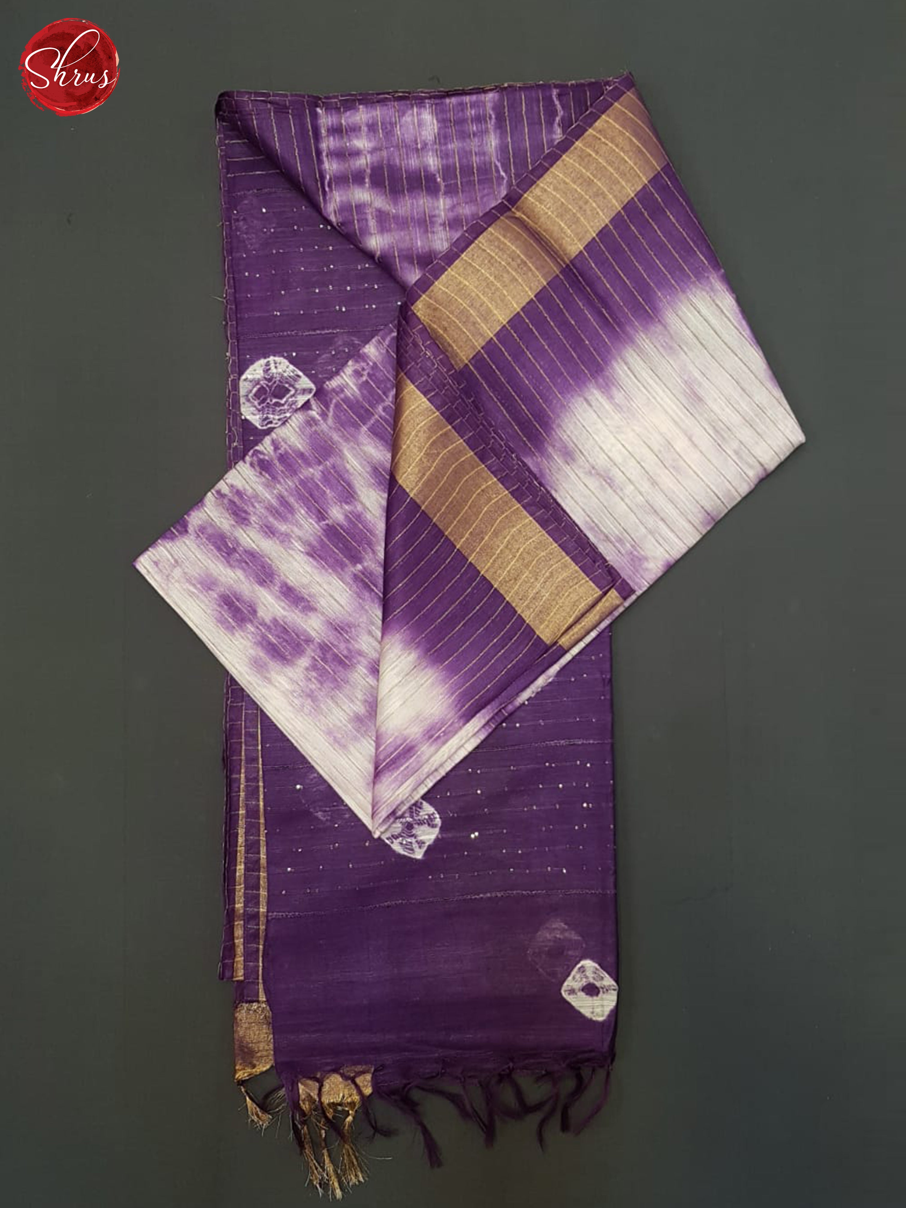 Cream And Purple- Shibori Saree - Shop on ShrusEternity.com