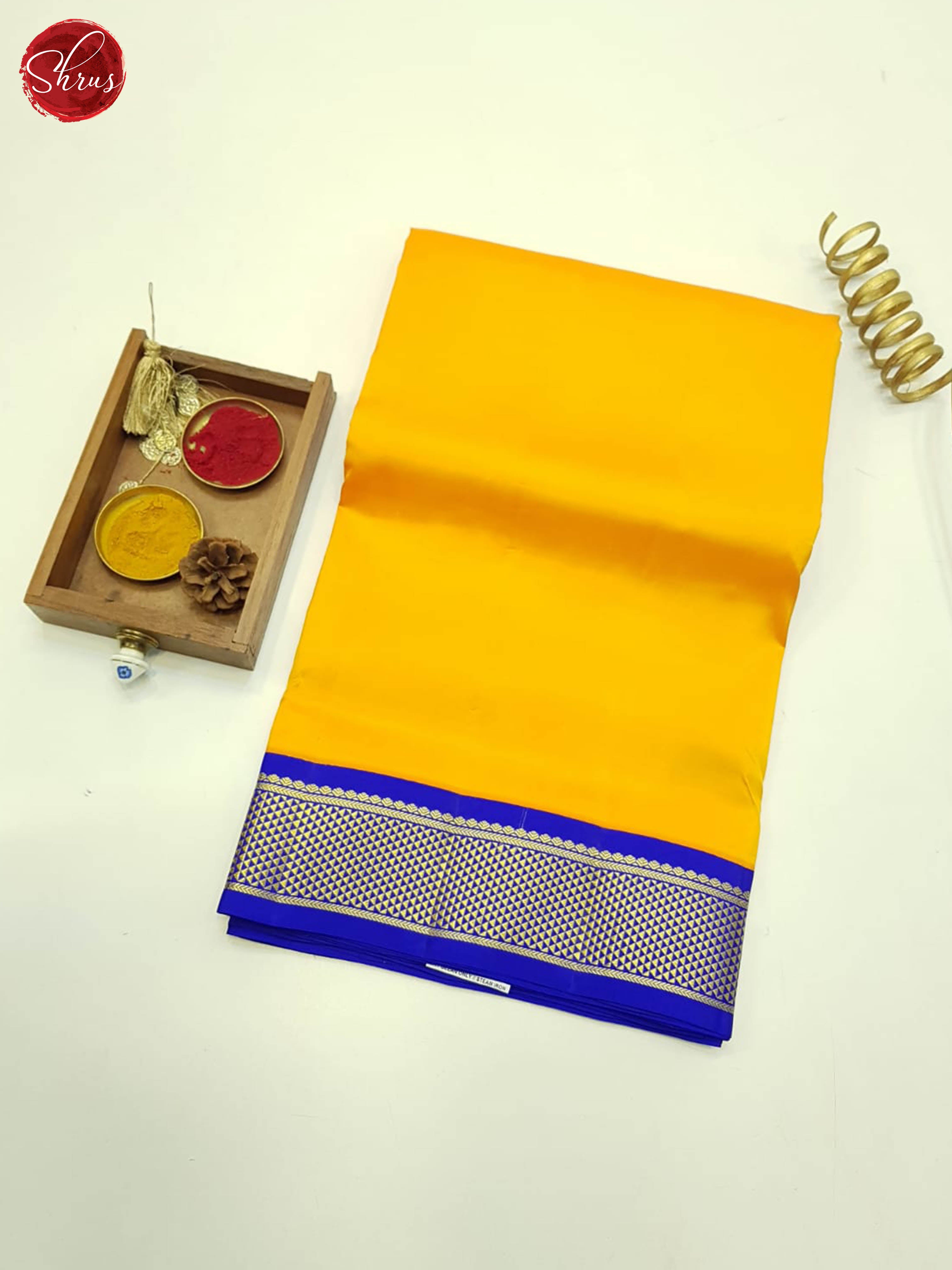 Yellow And Blue- Kanchipuram Madisar Silk Saree - Shop on ShrusEternity.com