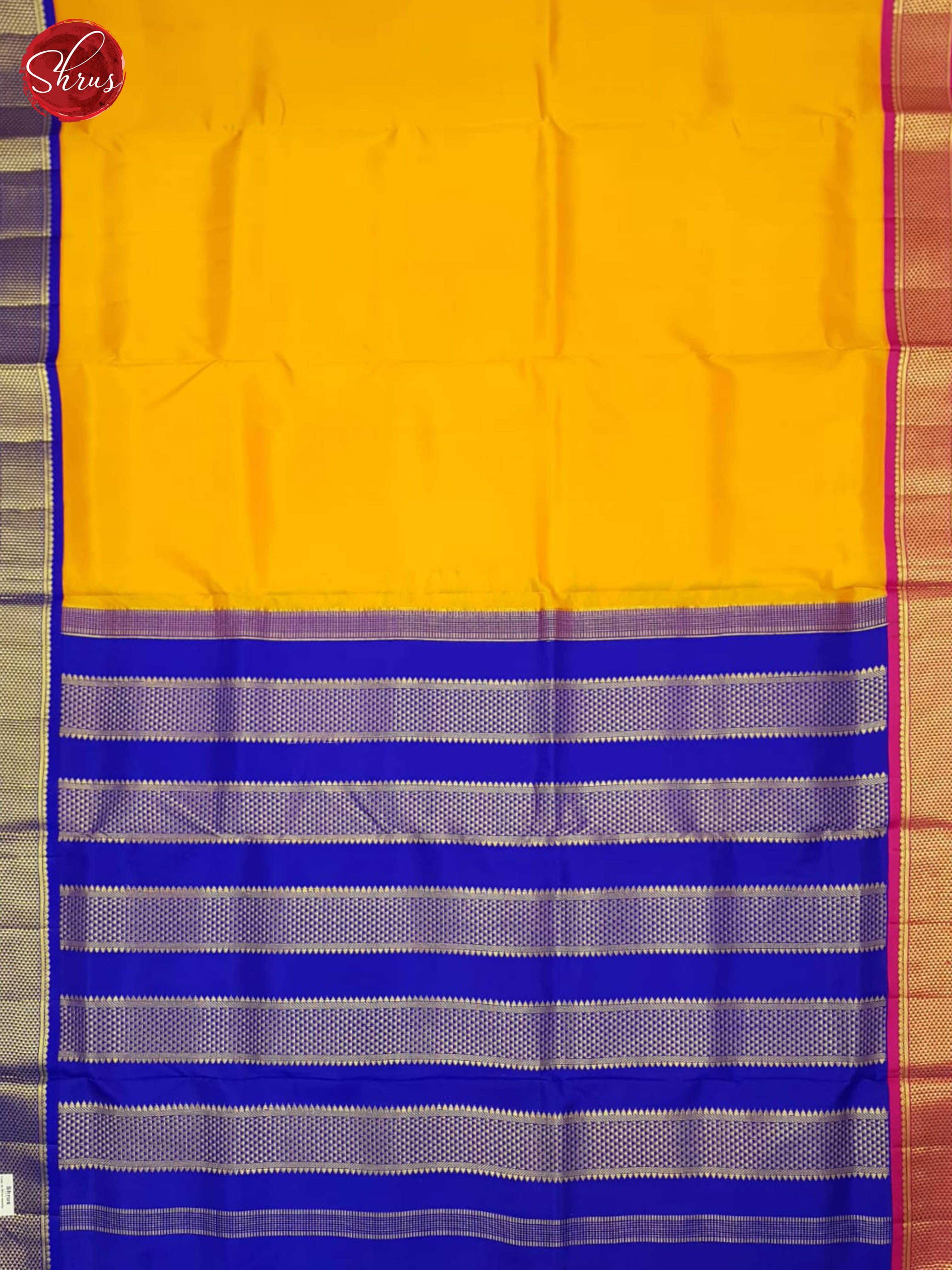 Yellow And Blue- Kanchipuram Madisar Silk Saree - Shop on ShrusEternity.com