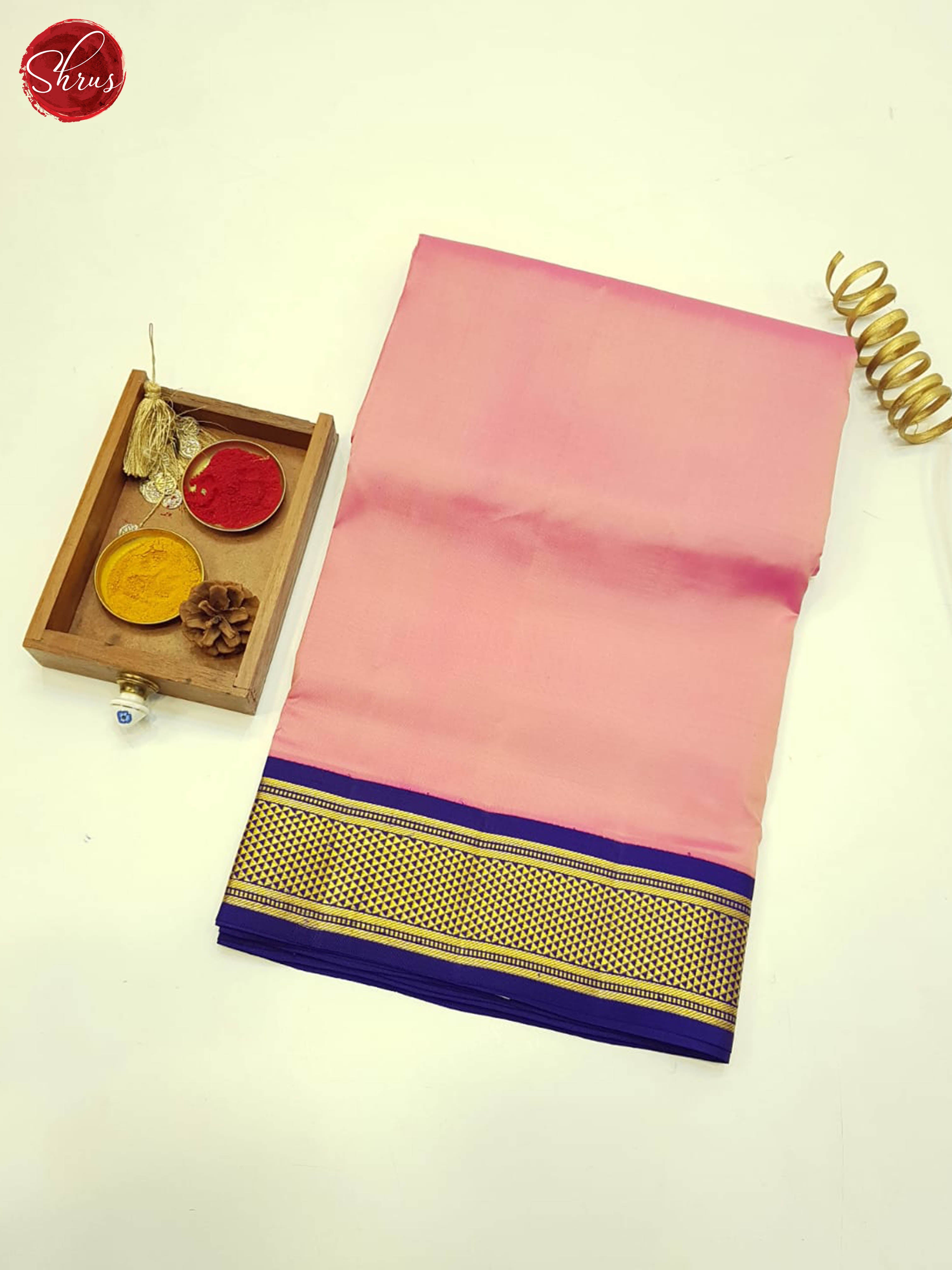 Lotus Pink And Blue- Kanchipuram Madisar Silk Saree - Shop on ShrusEternity.com