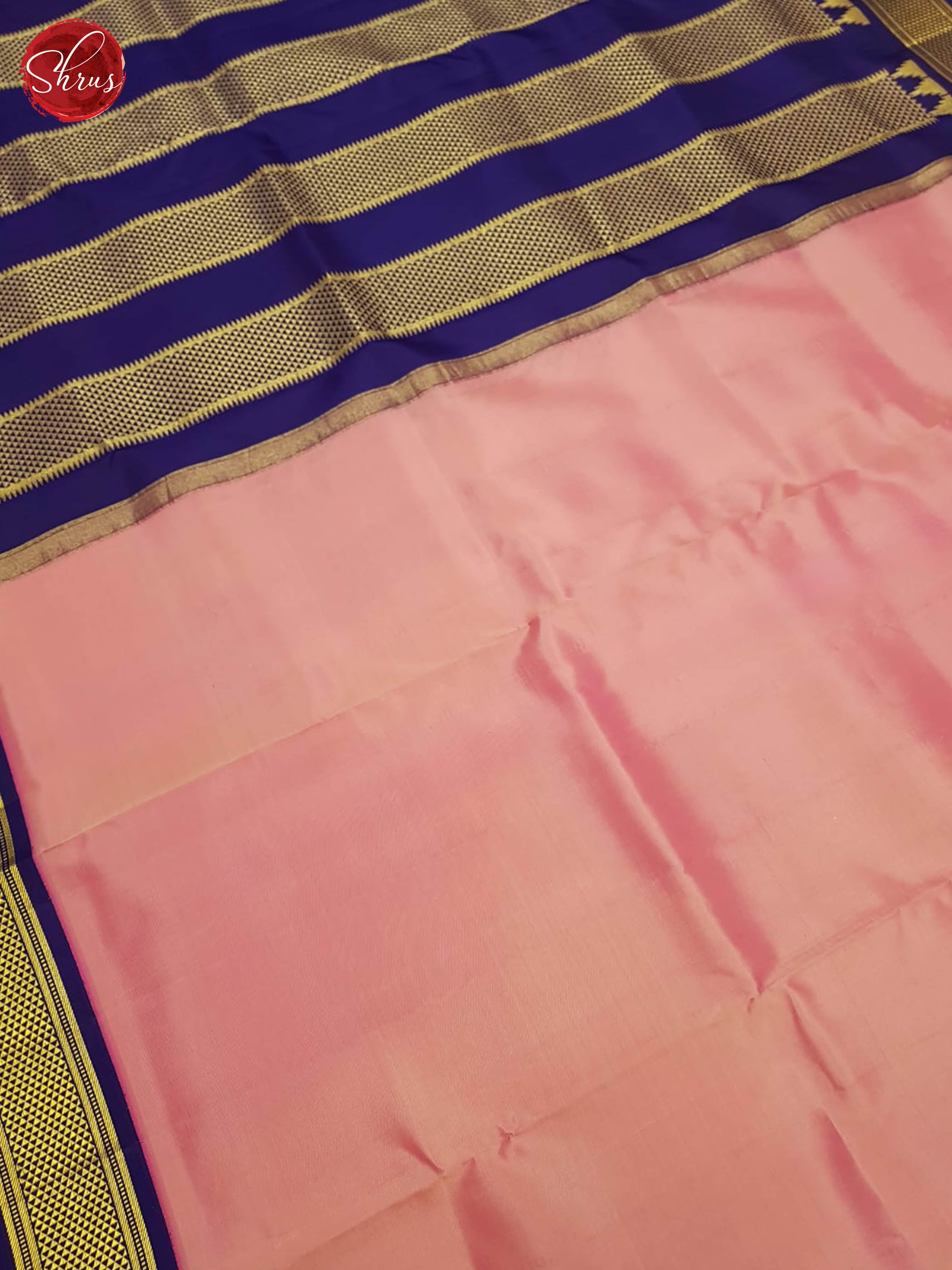 Lotus Pink And Blue- Kanchipuram Madisar Silk Saree - Shop on ShrusEternity.com