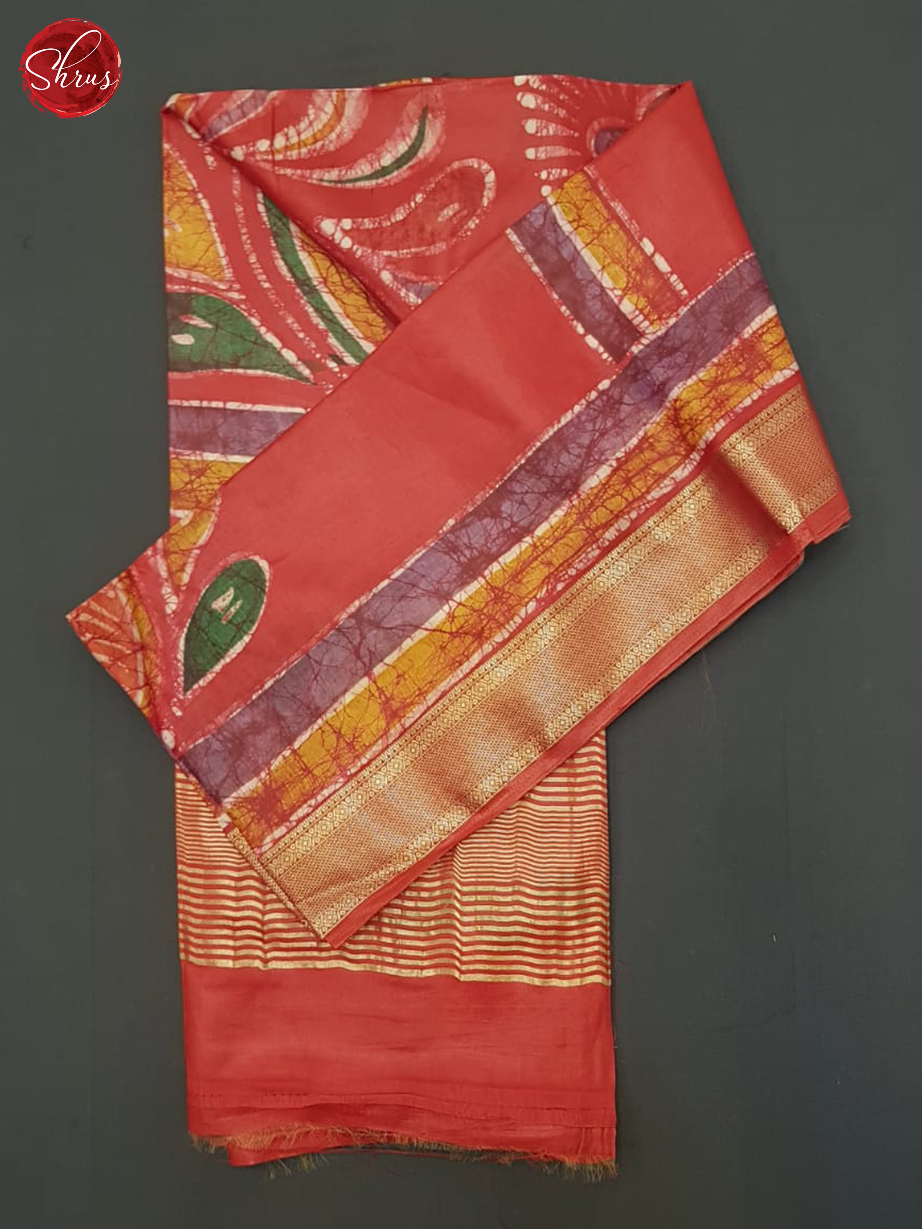 Red(Single Tone)- Semi Chanderi Saree - Shop on ShrusEternity.com