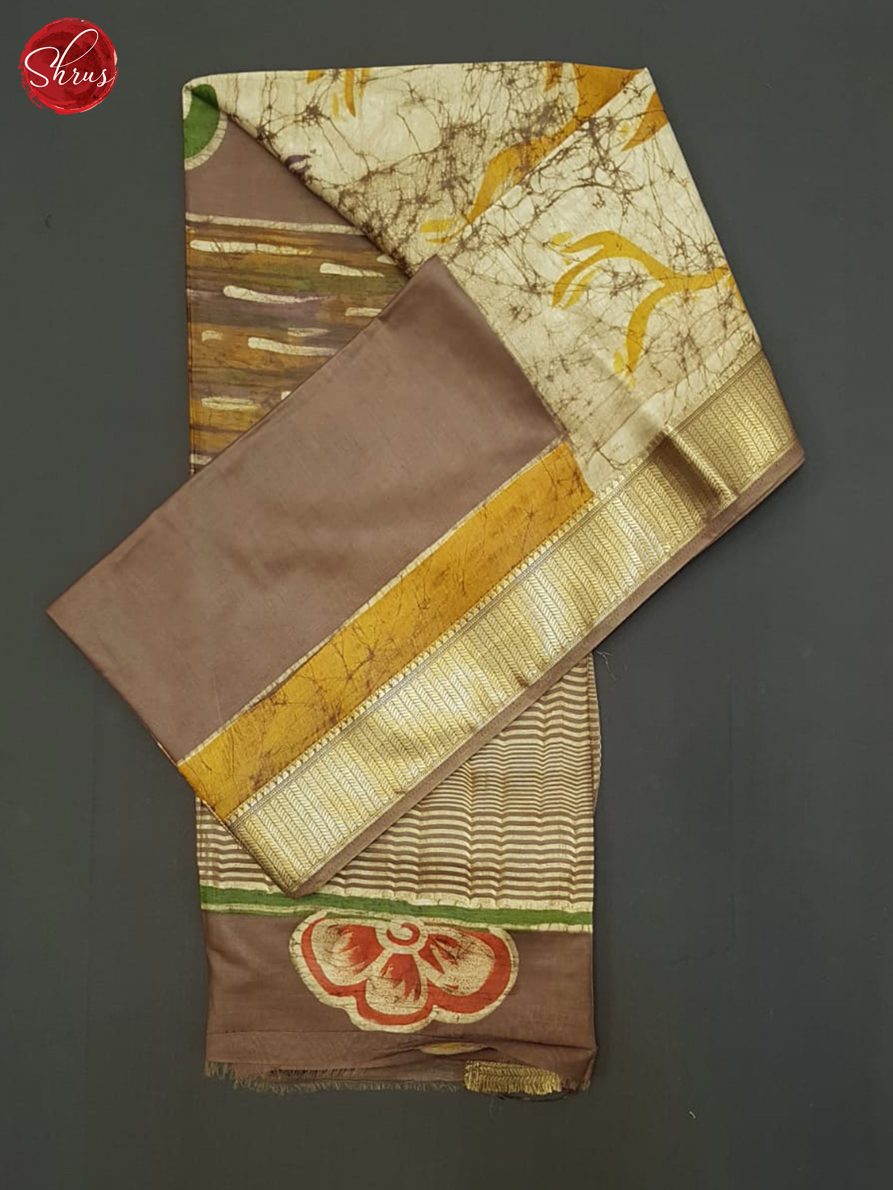 brown & Cream - Semi Chanderi saree - Shop on ShrusEternity.com