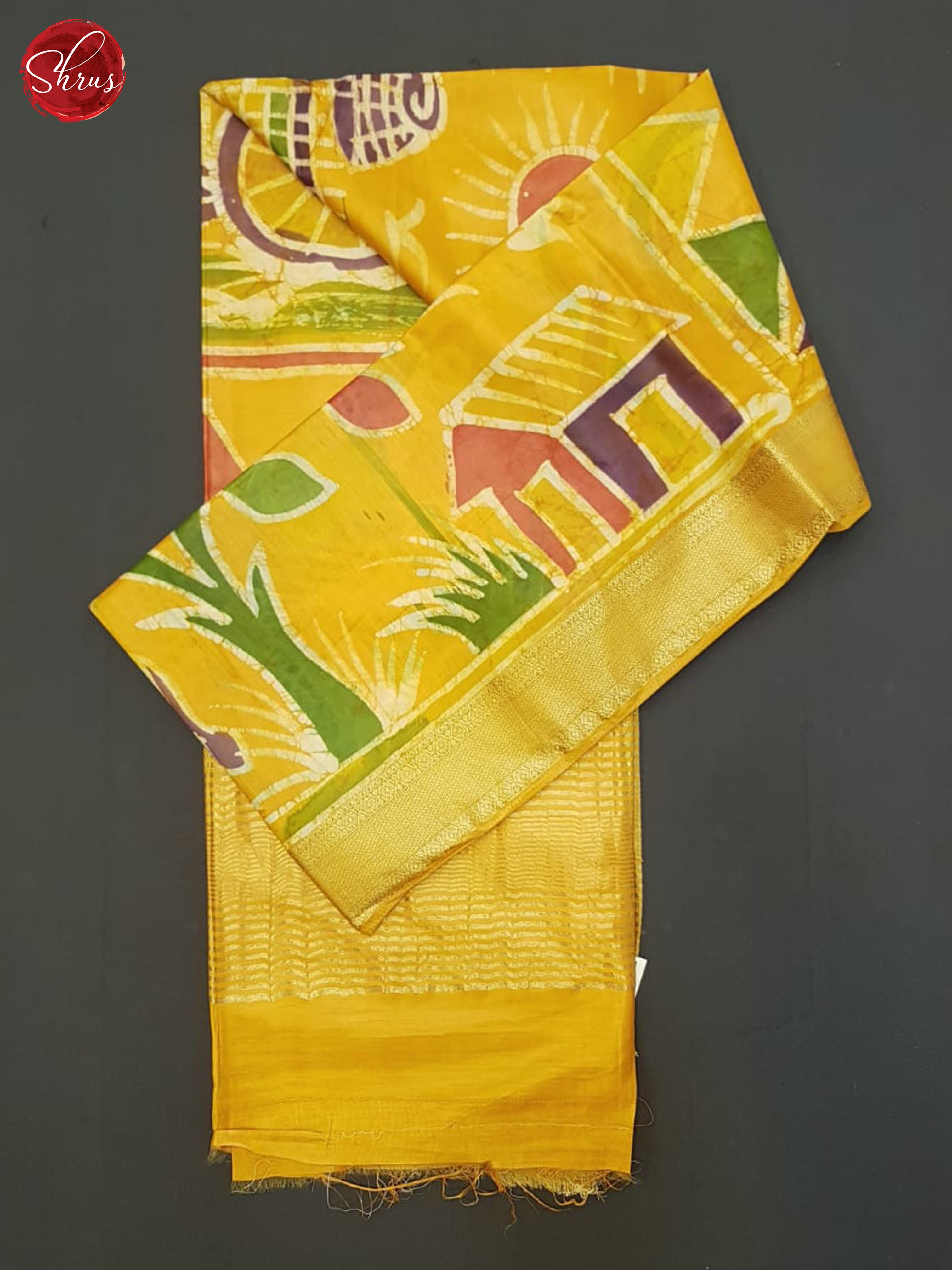 Yellow(Single Tone)- Semi Chanderi Saree - Shop on ShrusEternity.com