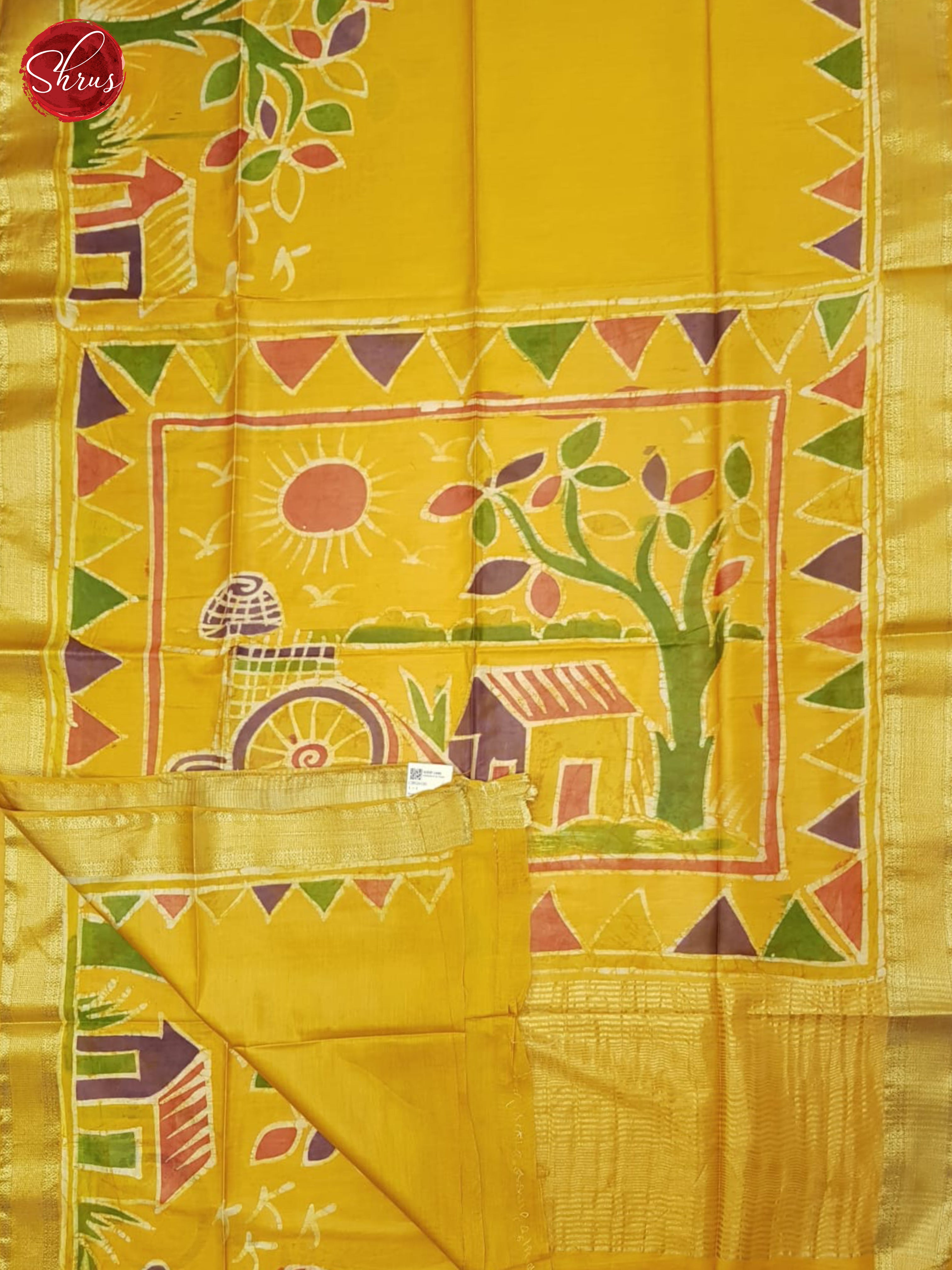 Yellow(Single Tone)- Semi Chanderi Saree - Shop on ShrusEternity.com