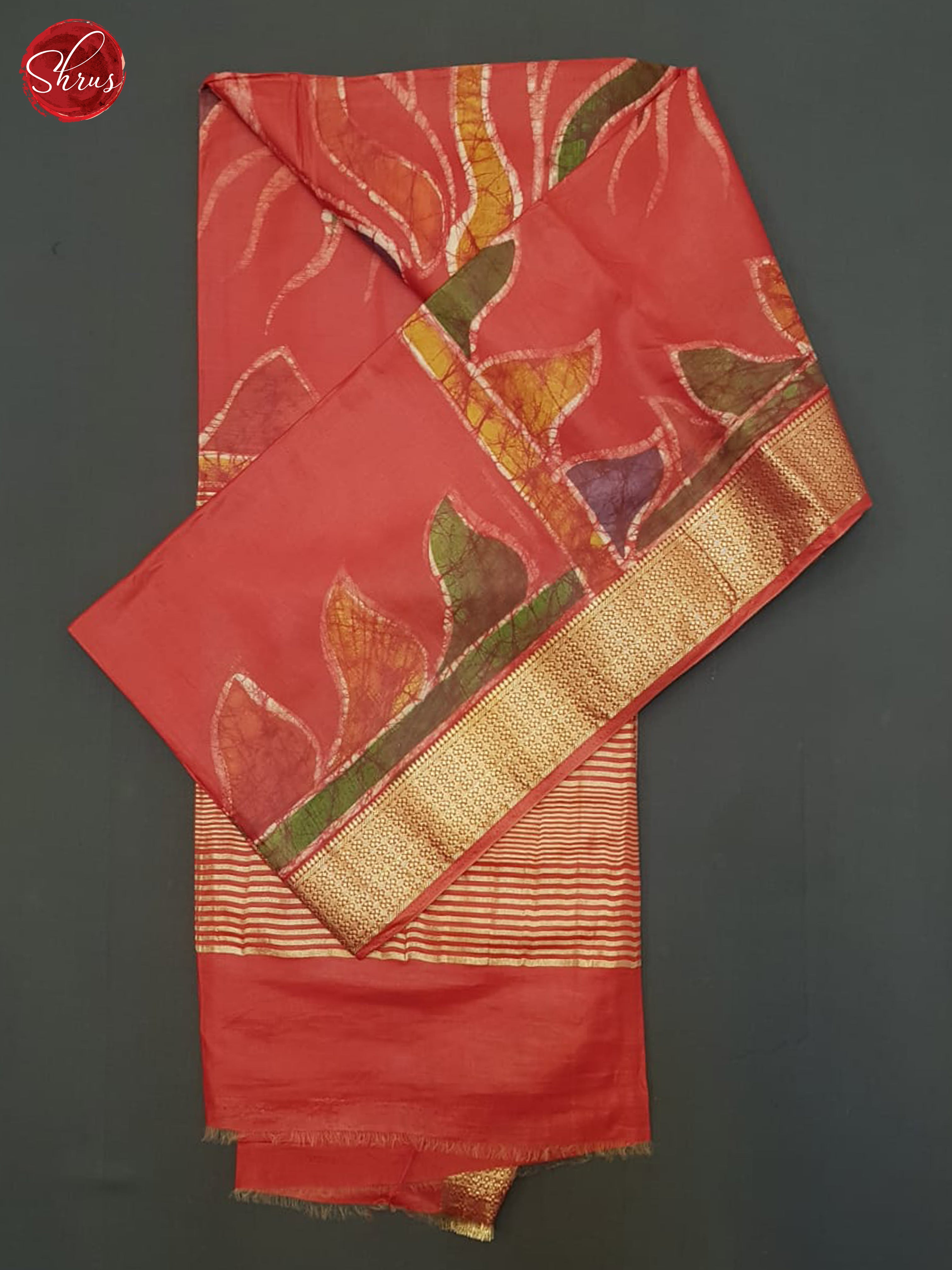 Red(Single Tone)- Semi Chanderi Saree - Shop on ShrusEternity.com