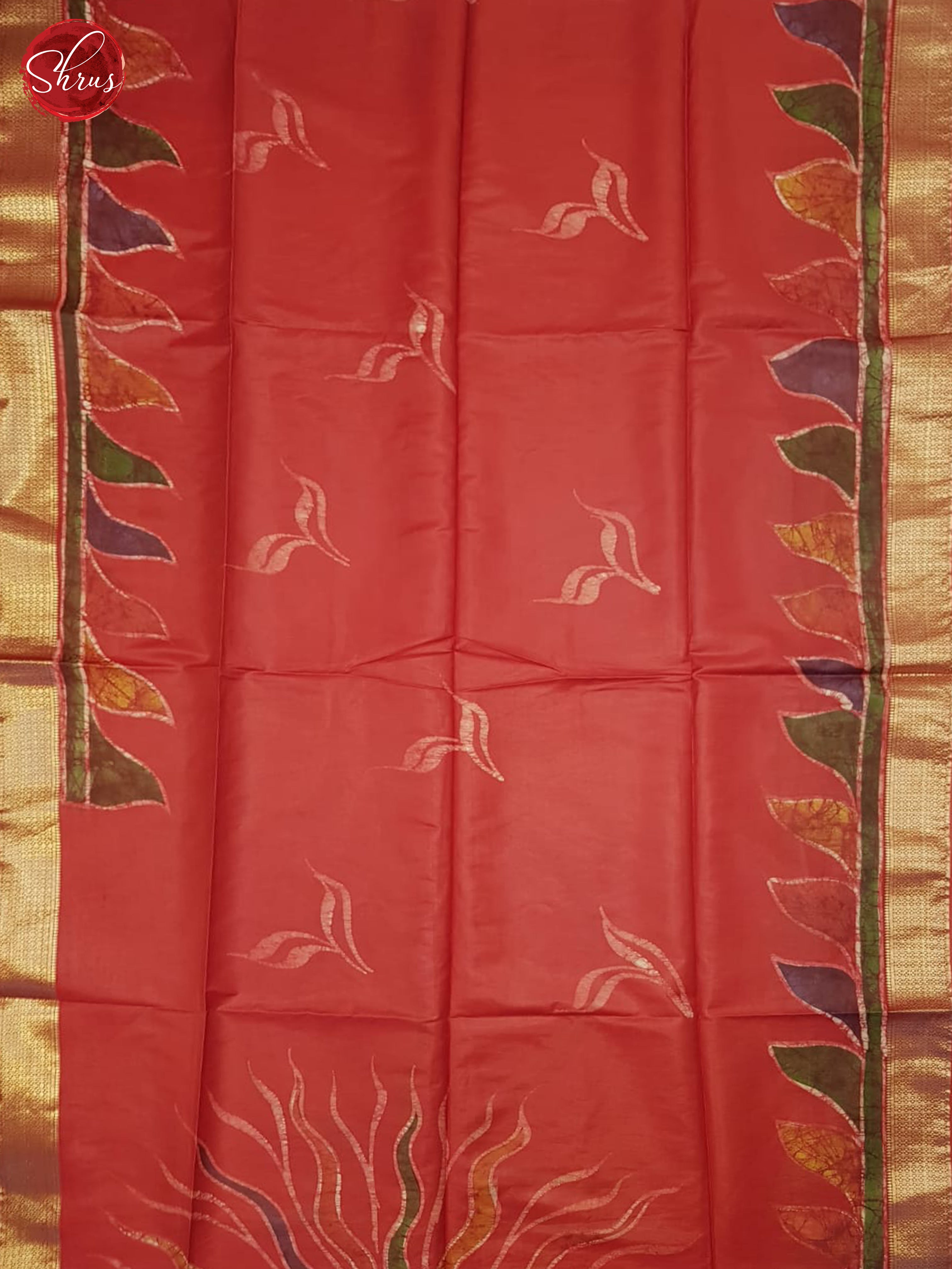 Red(Single Tone)- Semi Chanderi Saree - Shop on ShrusEternity.com