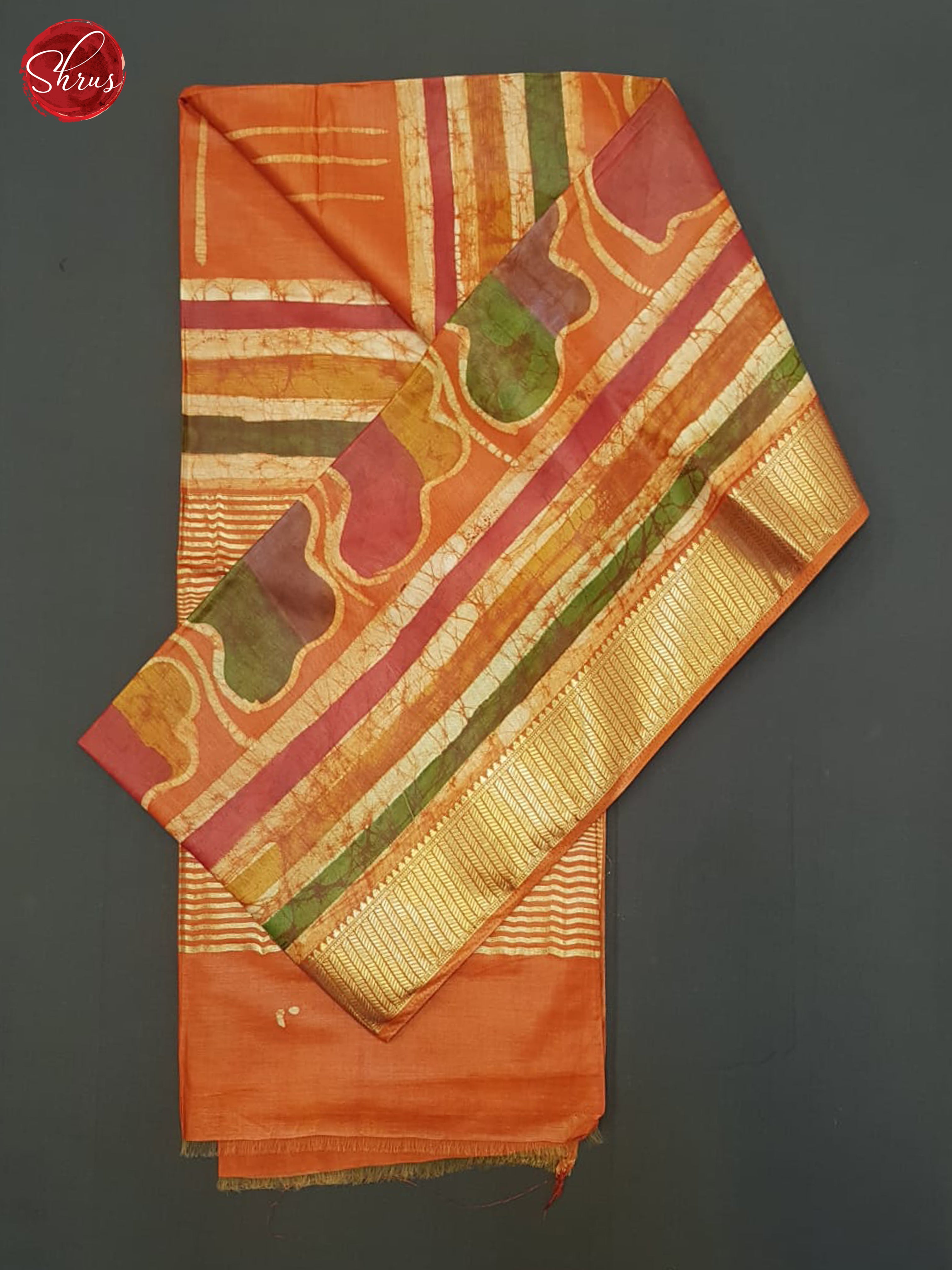 Orange(Single Tone)-Semi Chanderi Saree - Shop on ShrusEternity.com